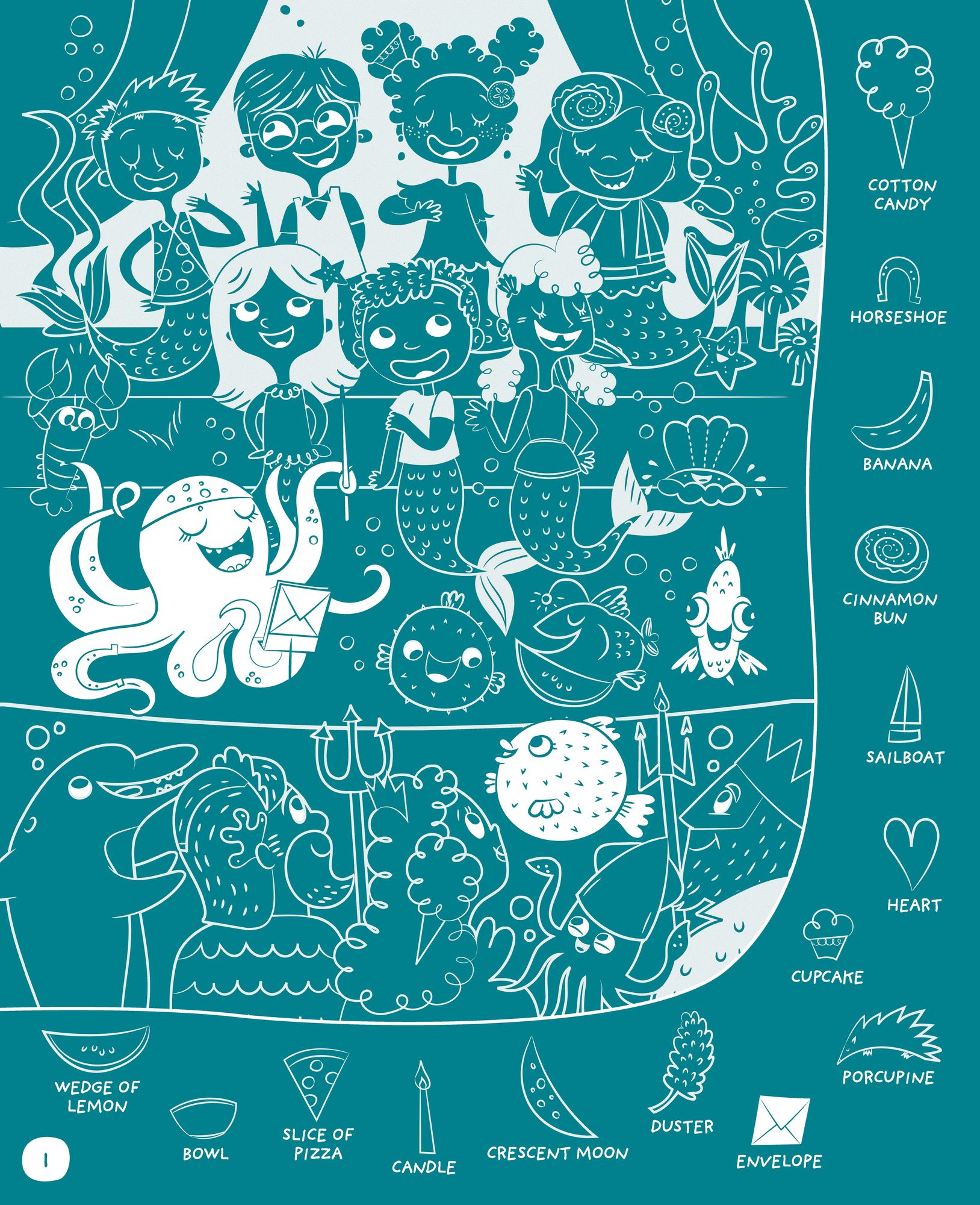 Magical Mermaids Hidden Pictures: Kids Mermaid Coloring Book with Markers Featuring Over 40 Ready-to-Color Stickers, Hidden Pictures Scenes with Undersea Adventures for Kids 6-9