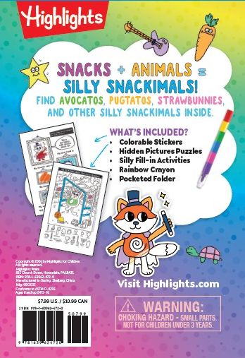 Color-In Stickers and Puzzles! Silly Snackimals: Deliciously Cute Hidden Pictures Puzzles and Sticker Activity Book with Color-In Animal and Snack Stickers, On-the-Go Puzzles for Kids 6-9
