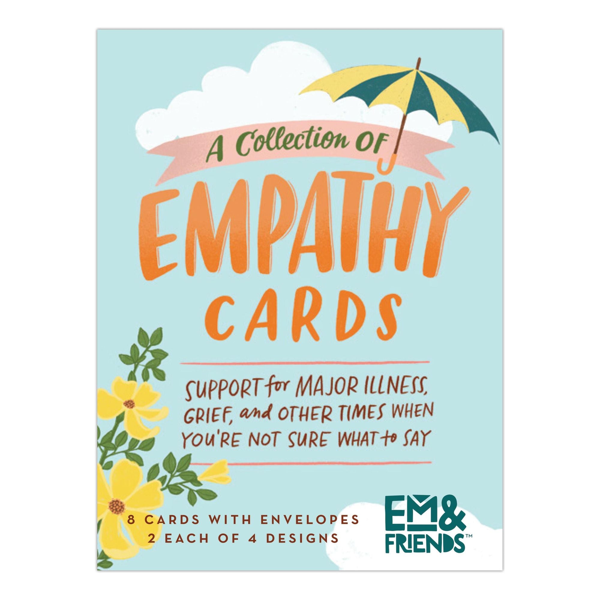 Empathy Cards, Box of 8 Assorted Sympathy Cards, Loss & Thinking of You Cards & Get Well Soon Gifts for Women (8 Blank Note Cards & Envelopes, 4 Different Inspirational Messages)