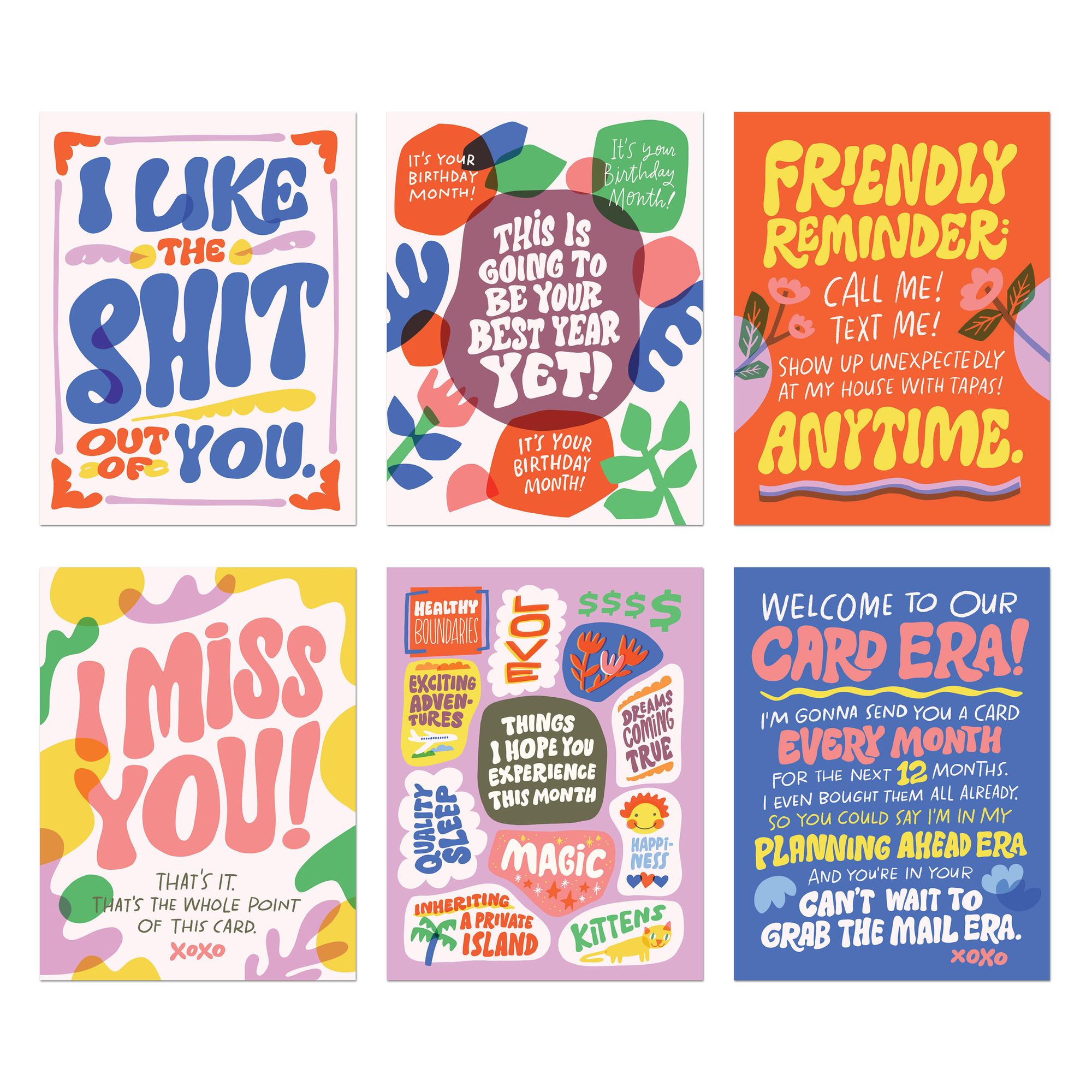 A Whole Year of Cards for Your Favorite Friend 12 Assorted Greeting Cards & Envelopes Stationery Kit with Stickers