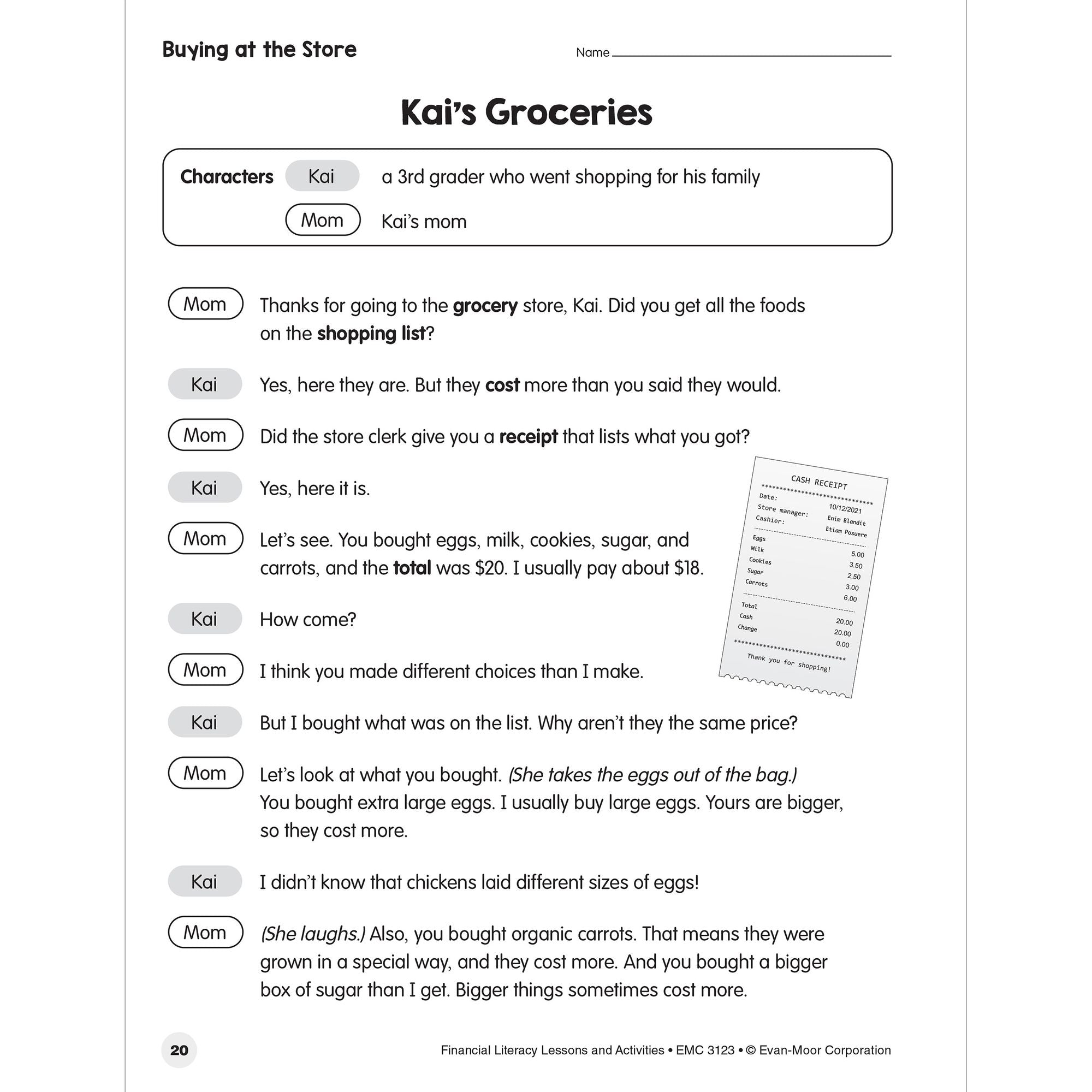 Financial Literacy Lessons And Activities, Grade 3