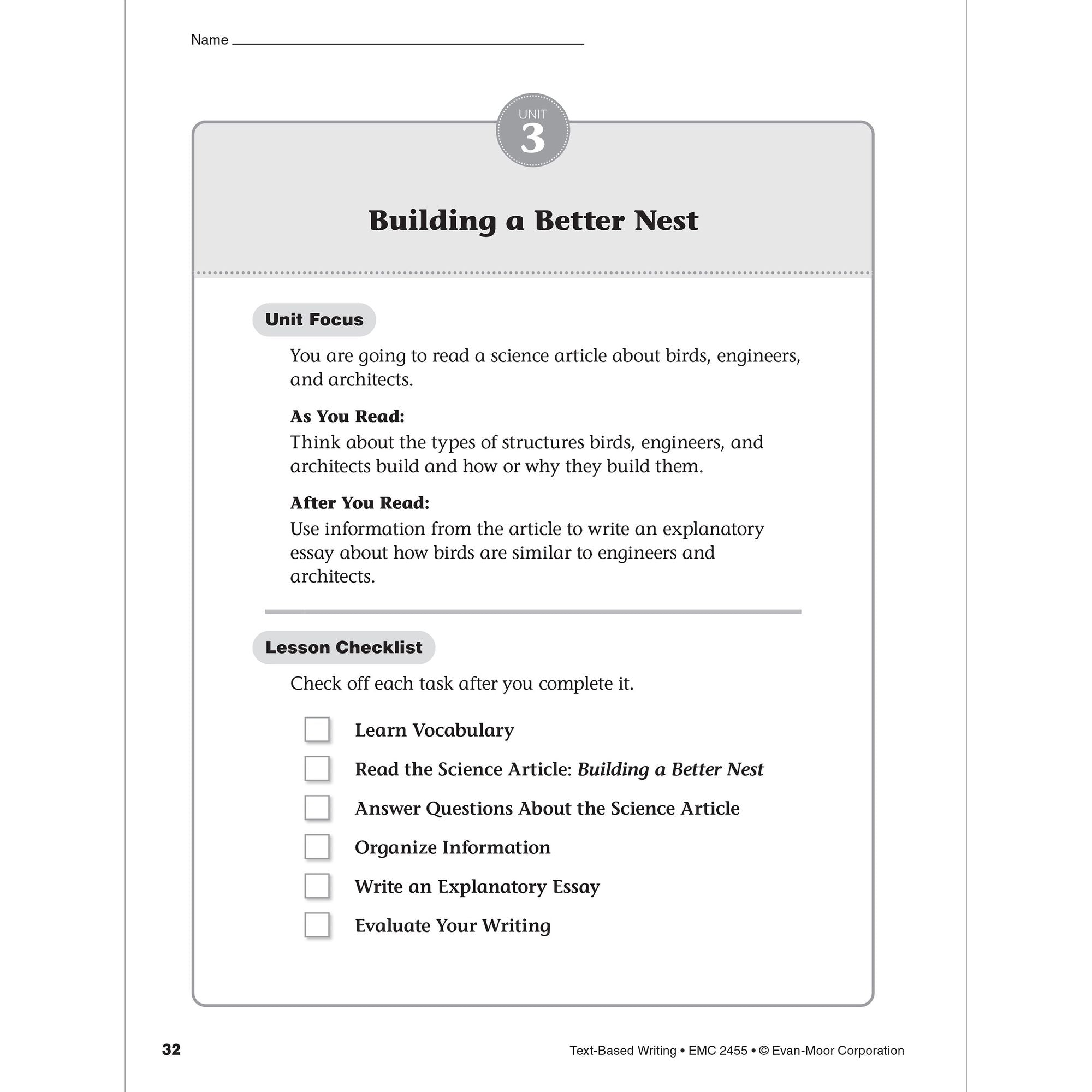 Text Based Writing, Grade 5