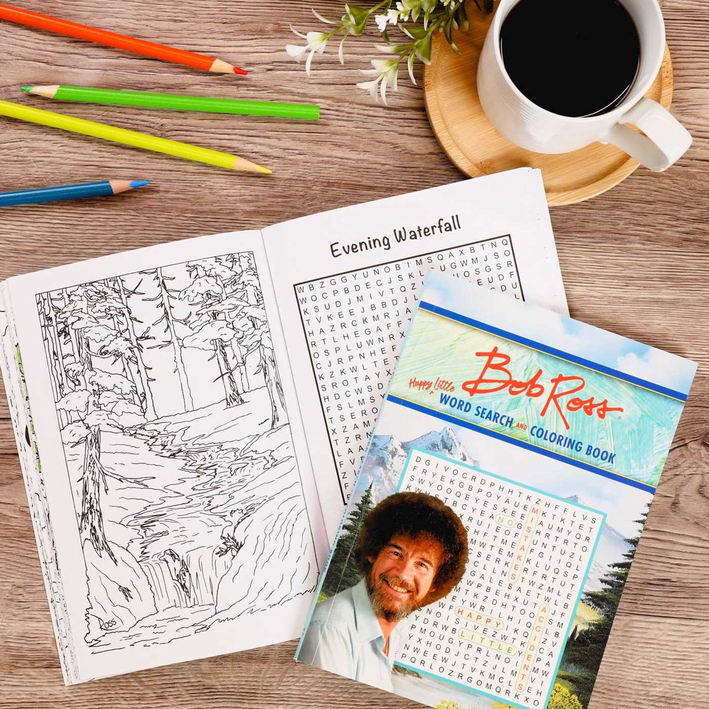 Bob Ross Word Search and Coloring Book