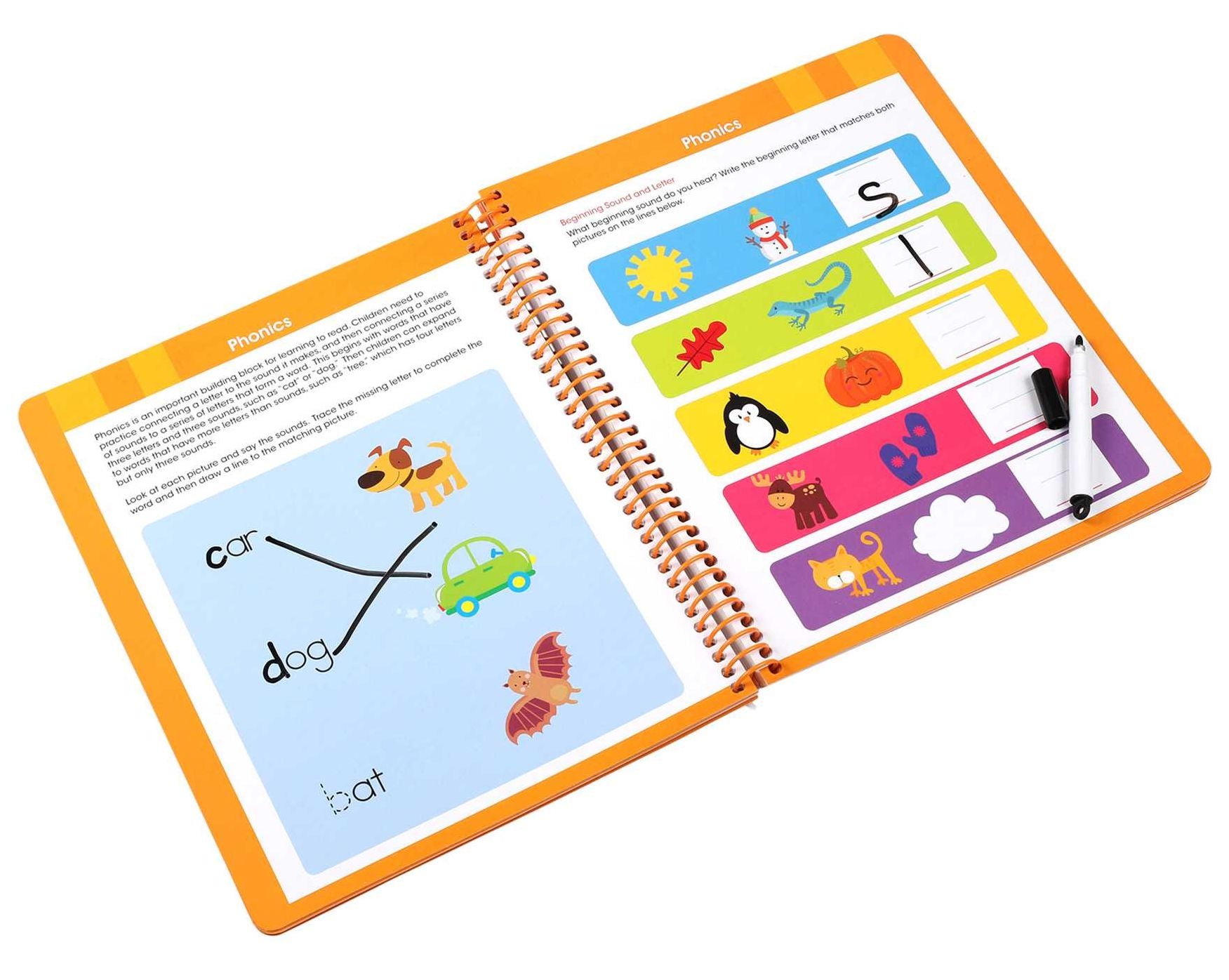 Ready to Learn: Kindergarten Write and Wipe Workbook: Addition, Subtraction, Sight Words, Letter Sounds, and Letter Tracing