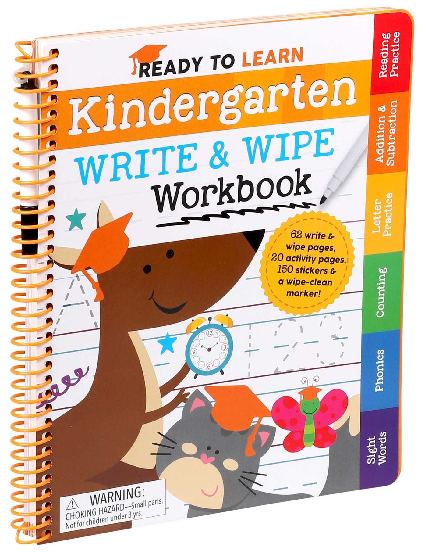 Ready to Learn: Kindergarten Write and Wipe Workbook: Addition, Subtraction, Sight Words, Letter Sounds, and Letter Tracing