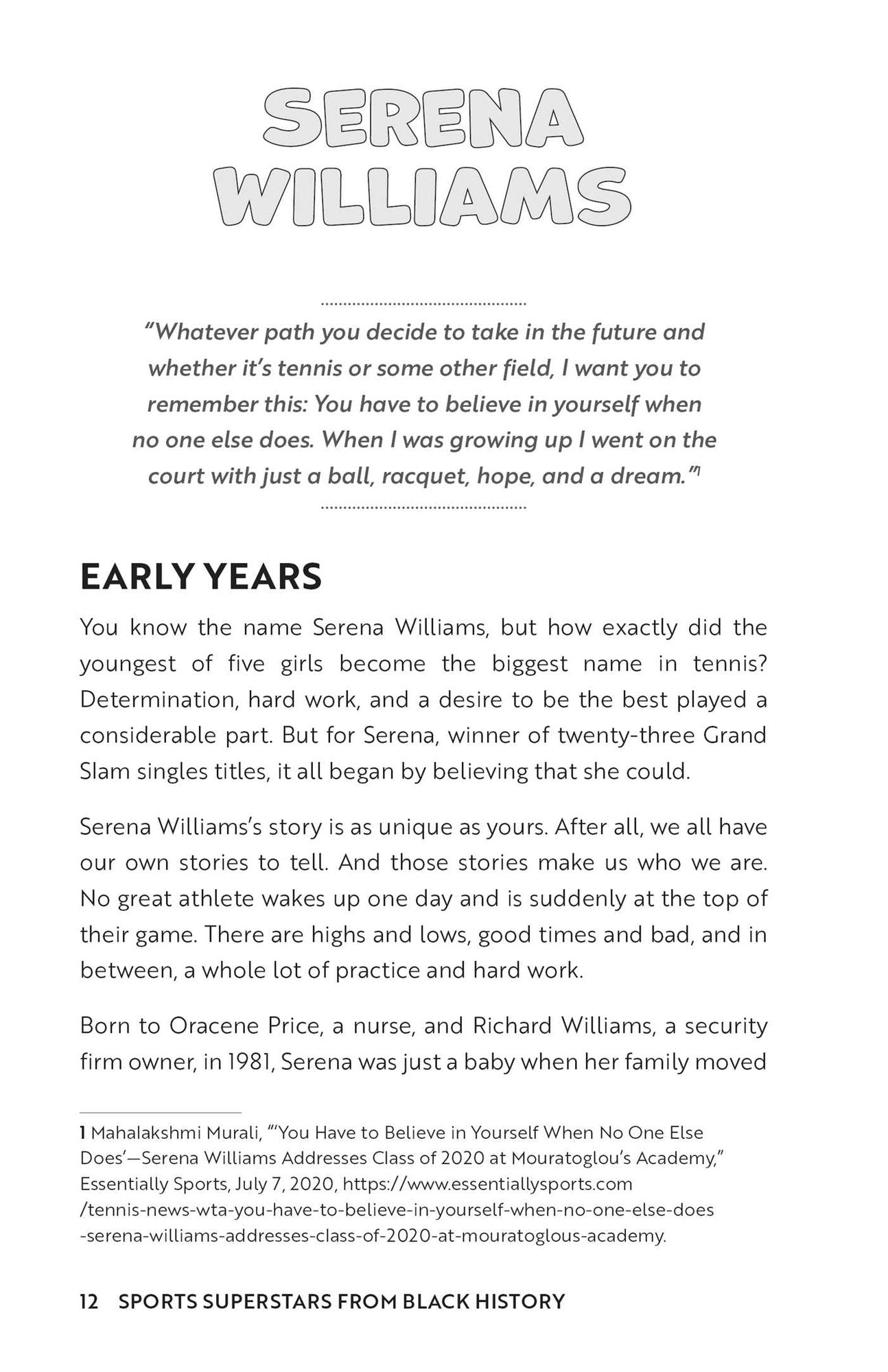 Sports Superstars from Black History: Inspiring Stories from the Amazing Careers of Serena Williams, Simone Biles, Allyson Felix, Lebron James, and Many More African American Sports Legends