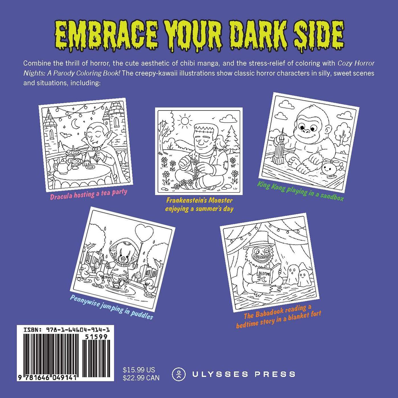 Cozy Horror Nights: A Parody Coloring Book: Cute Chibi Manga Meets Spooky Halloween Fun for Stress Relief & Relaxation