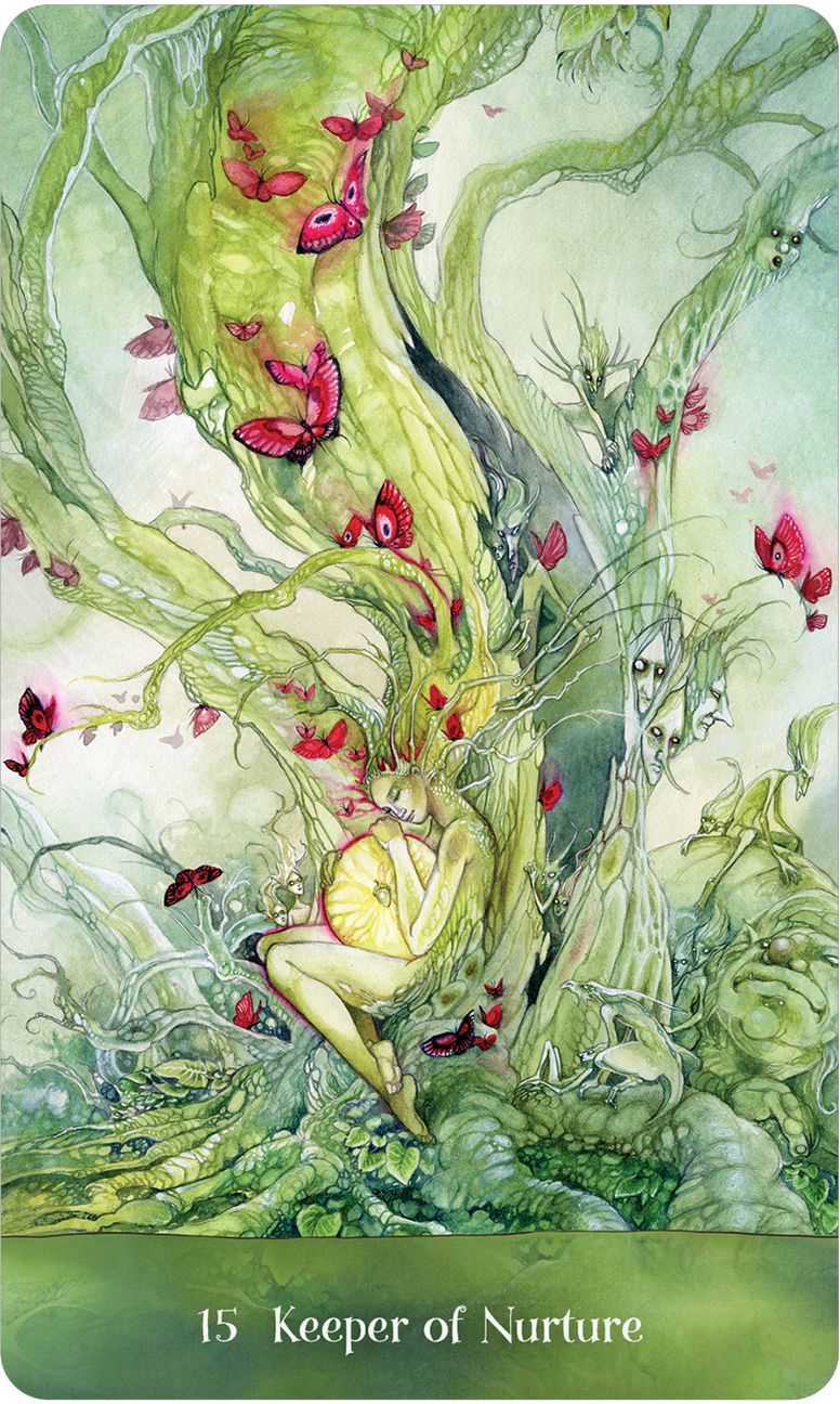 Tree Keepers Oracle: 44 Gold Gilt-Edged Cards, Intricate Nature-Themed Artwork by Stephanie Law, 108-Page Full-Color Guidebook, Druids, Faery-Realm, Portals Between Magical Worlds, Guardians of Sacred Spaces