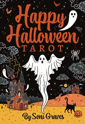 Happy Halloween Tarot: 78 Spooky Tarot Cards with Gray Edges, Playful Iconic Halloween Imagery, Whimsical Witches, Skeletons & Pumpkins, 128-Page Illustrated Guidebook, Beginner-Friendly Tarot Fun