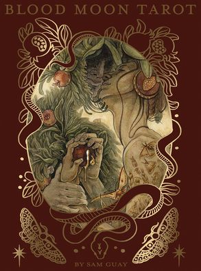 Blood Moon Tarot: Deluxe 78-Card Tarot Deck with Ethereal Watercolor Art, Linen Finish, Burgundy Edges, and Hardcover Book - Gold Foil-Accented Set