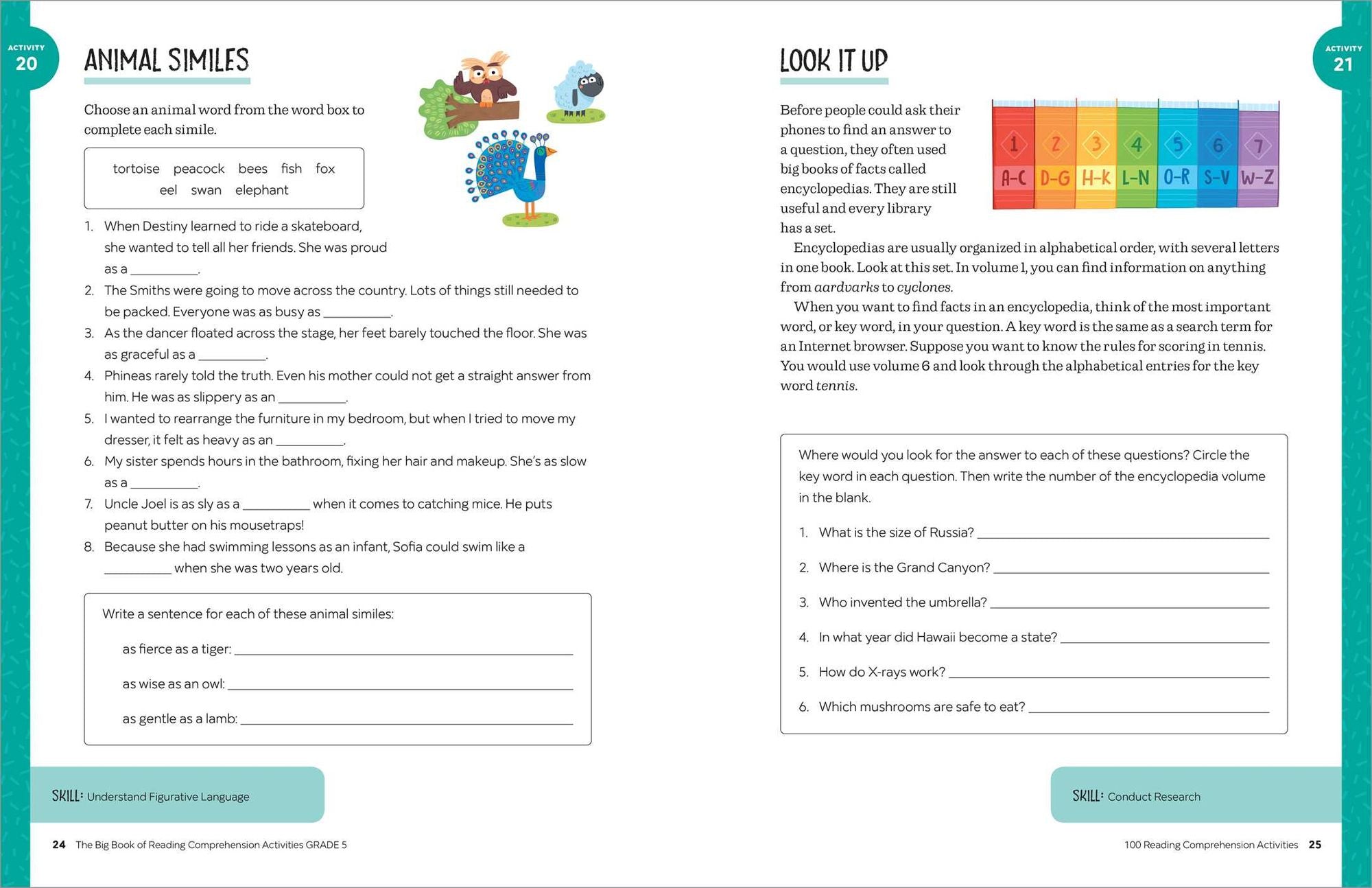 The Big Book of Reading Comprehension Activities, Grade 5: 100 Activities for After-School and Summer Reading Fun