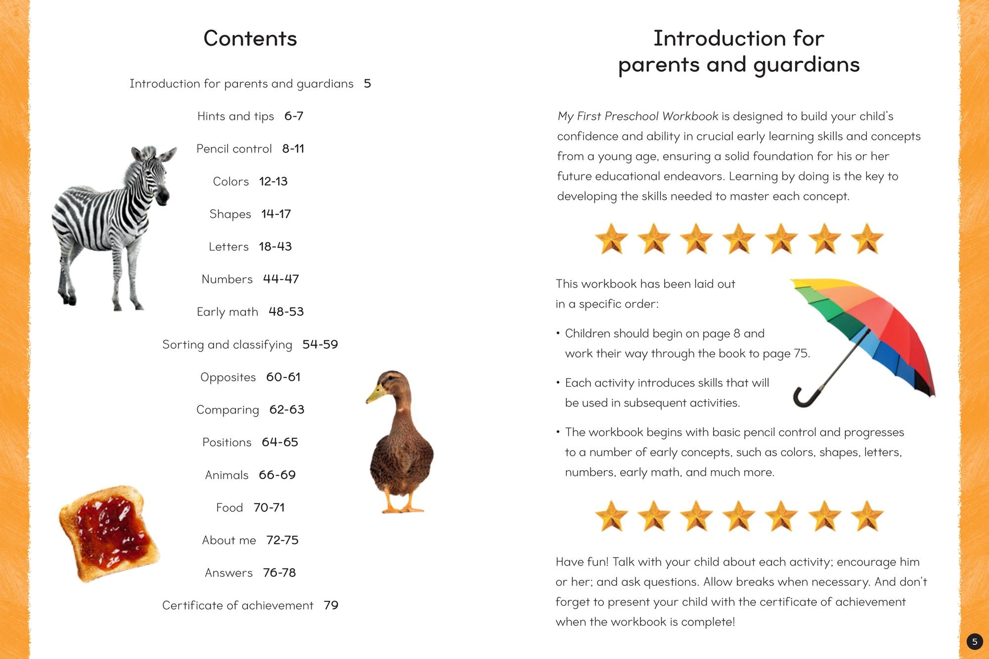 My First Preschool Workbook: Animals, colors, letters, numbers, shapes, and more!