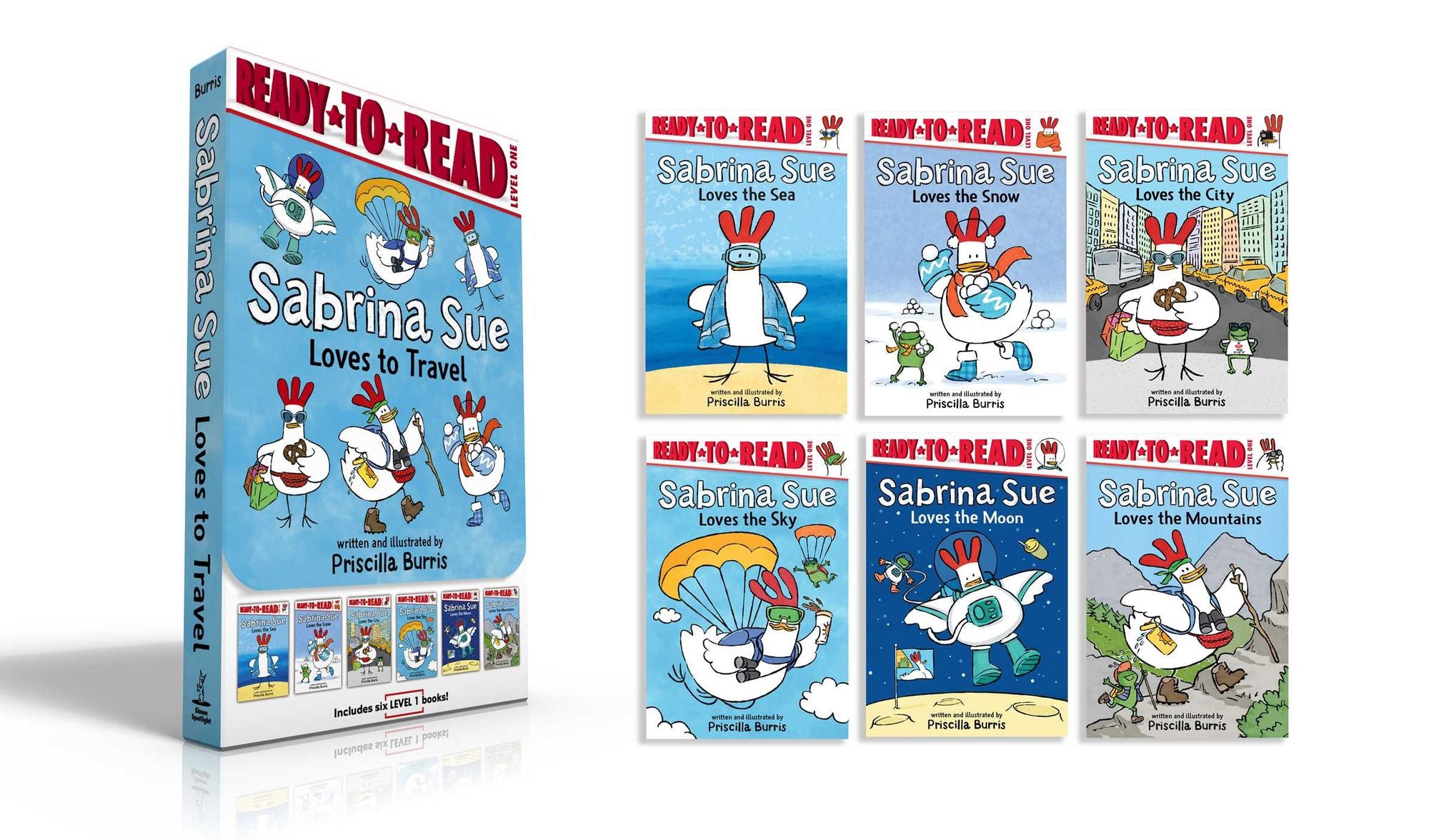 Sabrina Sue Loves to Travel! (Boxed Set): Sabrina Sue Loves the Sea; Sabrina Sue Loves the Snow; Sabrina Sue Loves the City; Sabrina Sue Loves the Sky; Sabrina Sue Loves the Moon; Sabrina Sue Loves the Mountains
