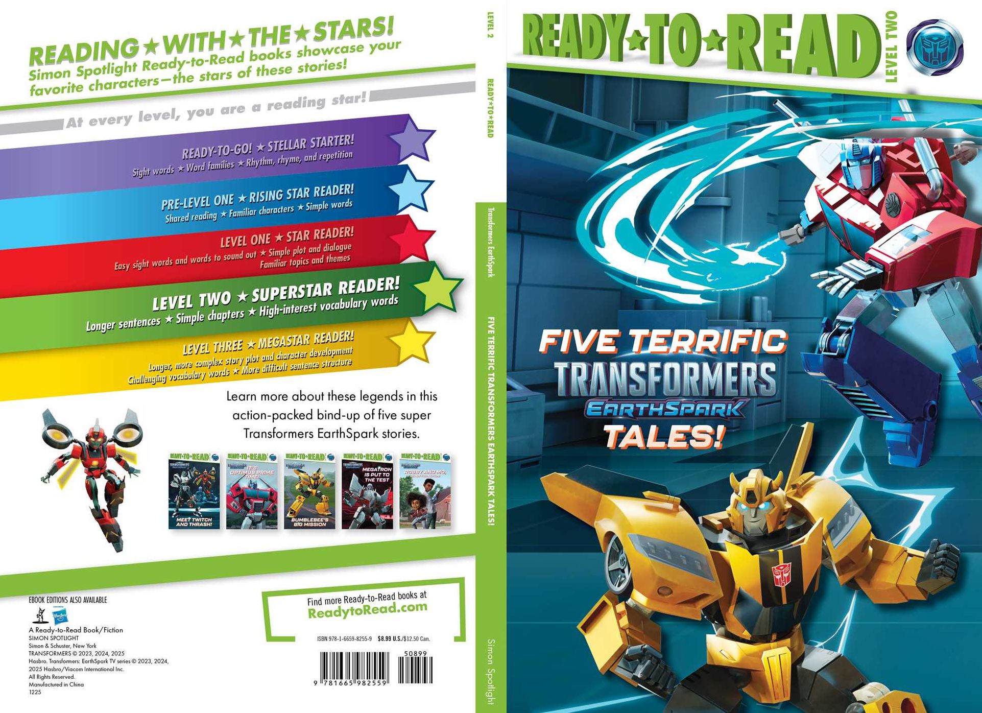 Five Terrific Transformers EarthSpark Tales!: Meet Twitch and Thrash!; It's Optimus Prime Time!; Bumblebee's Big Mission; Megatron Is Put to the Test; Robby and Mo, Ready for Action!