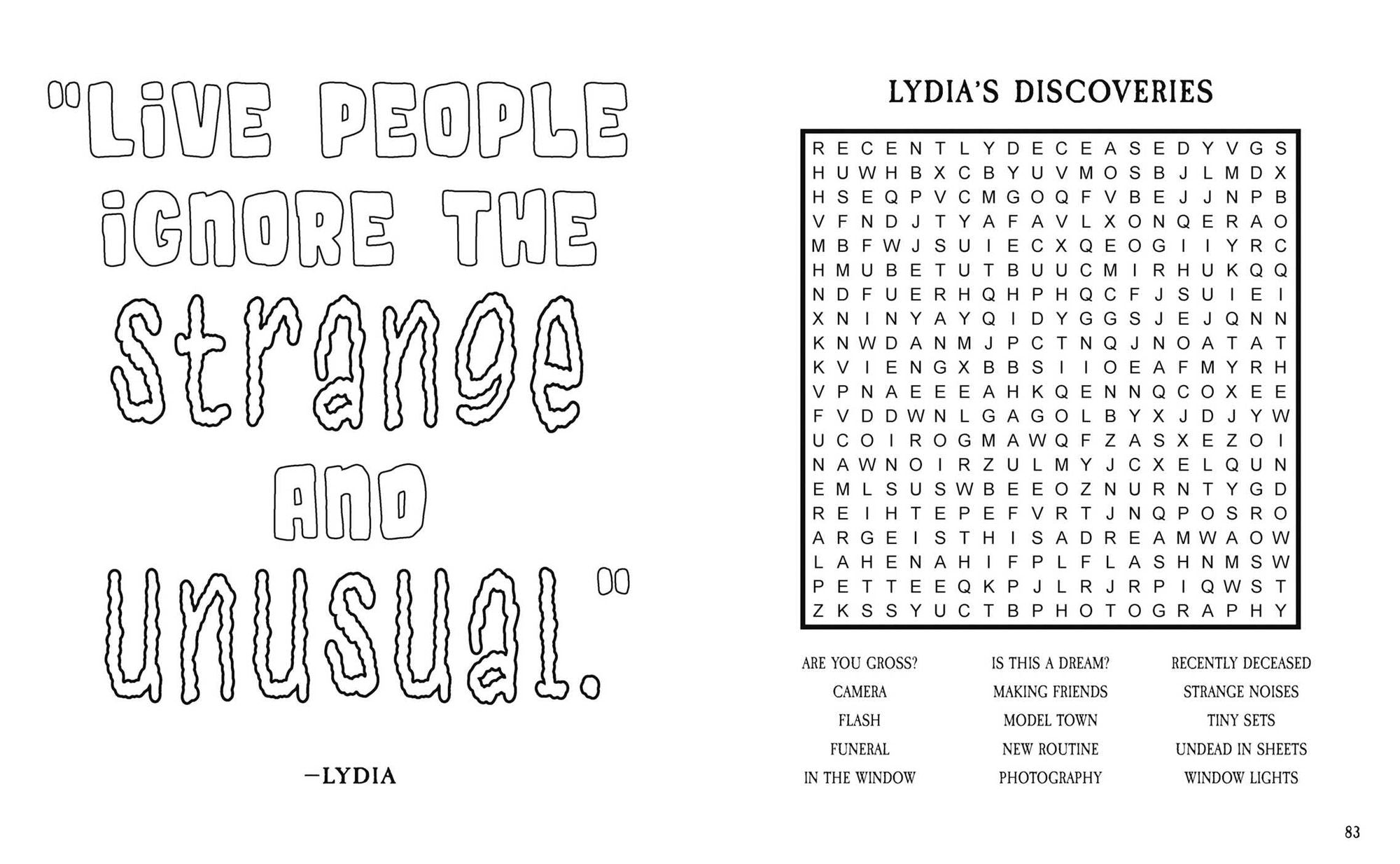 Beetlejuice Word Search, Quips, Quotes, and Coloring