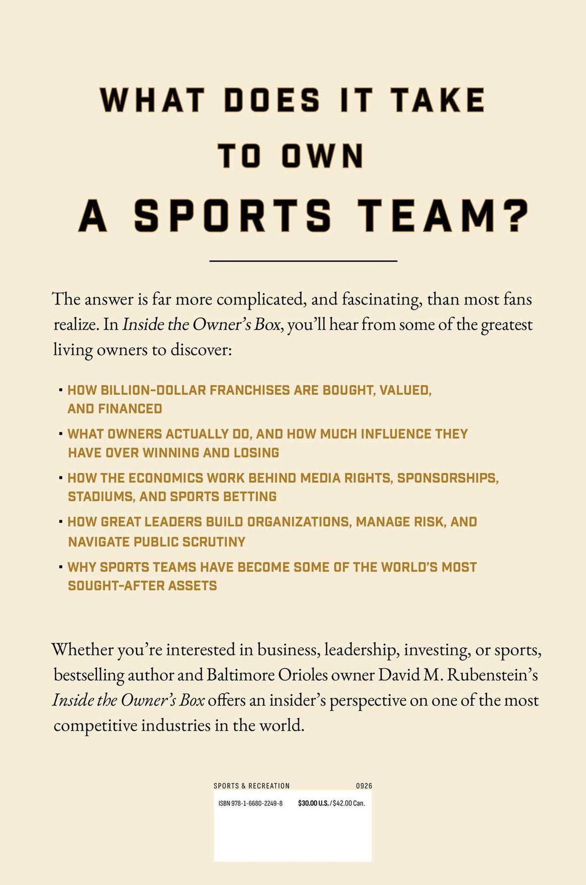 Inside the Owner's Box: Conversations on Power and Leadership in Sports