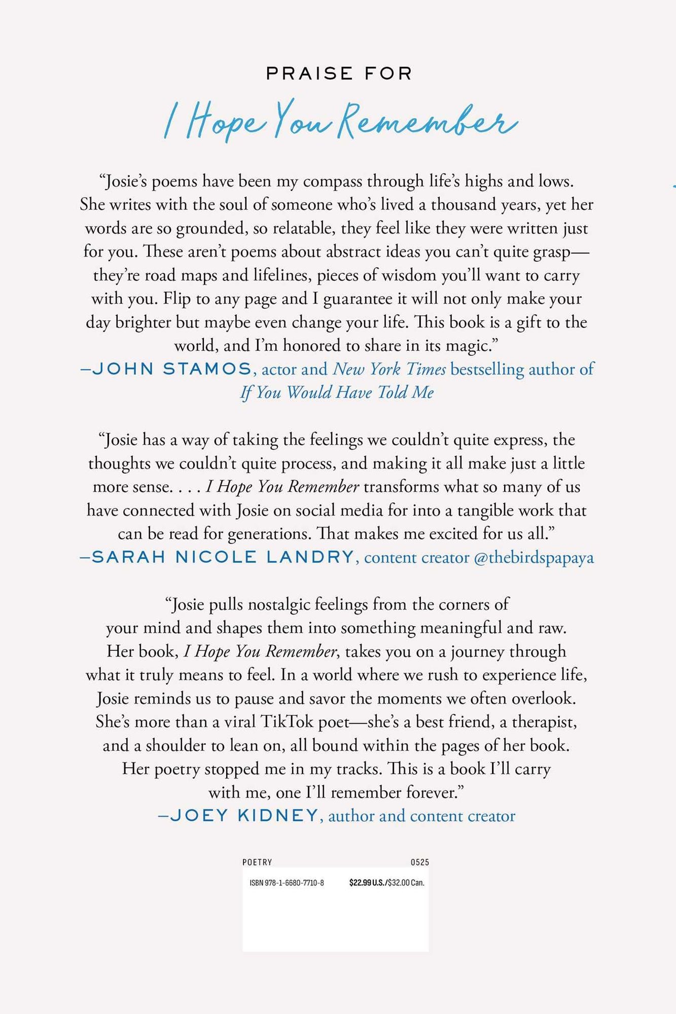 I Hope You Remember: Poems on Loving, Longing, and Living