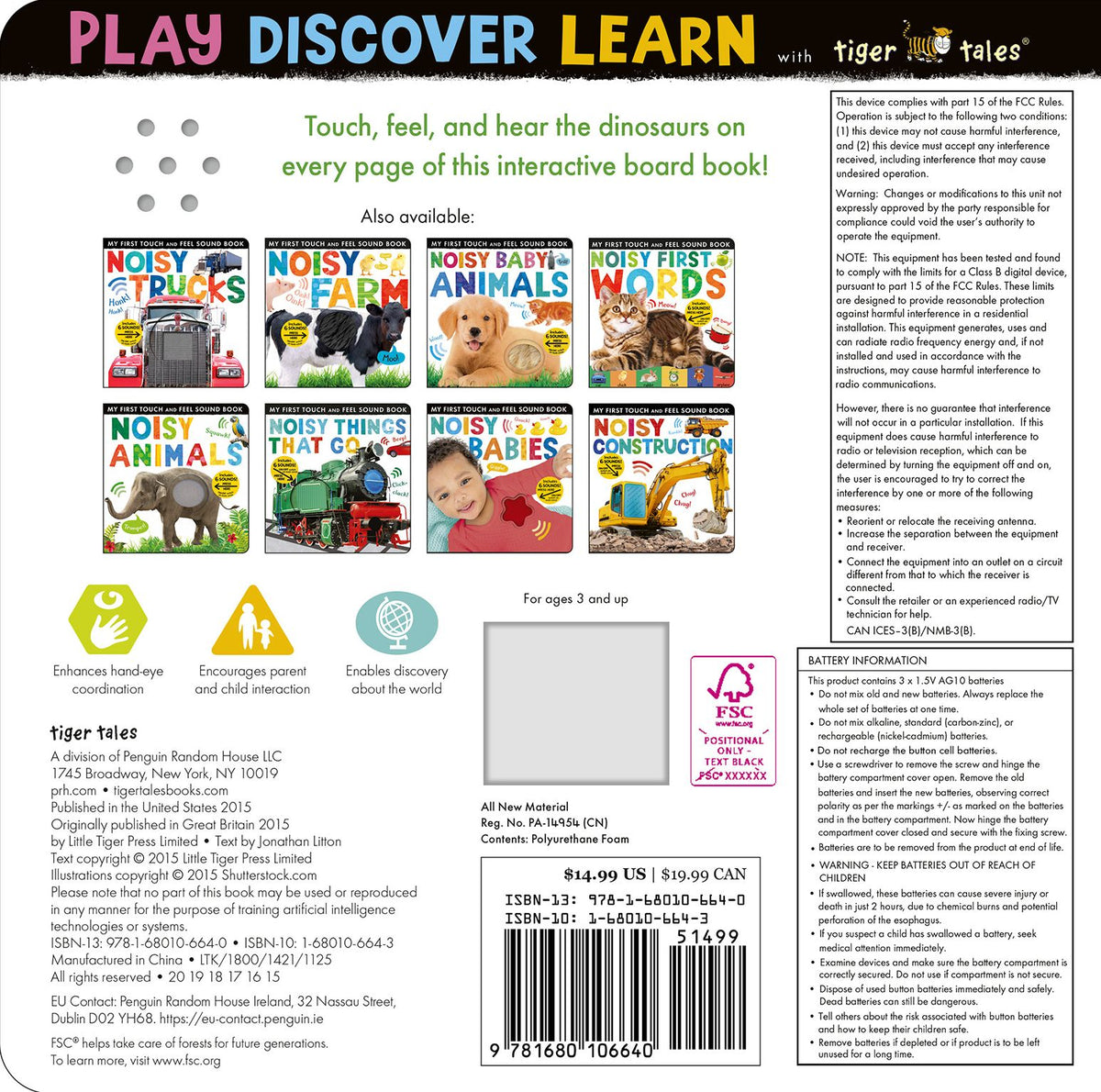 Noisy Dinosaurs: Includes 6 Sounds and an On/Off Switch on the Back Cover!