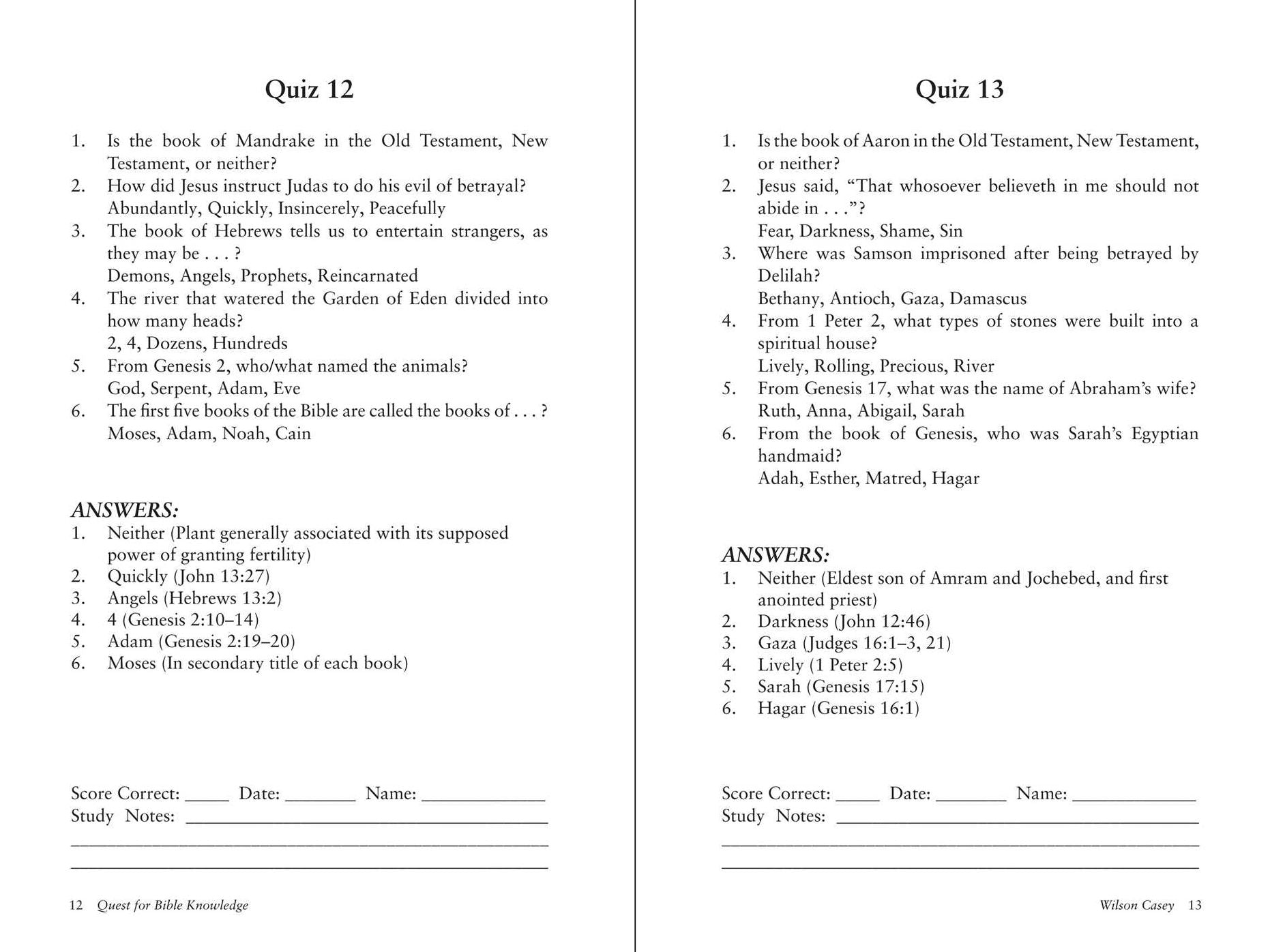 Quest for Bible Knowledge: 1,206 Trivia Questions to Sharpen Your Understanding of Scripture