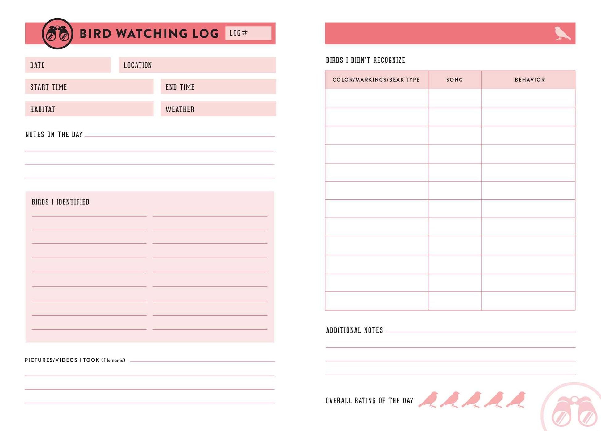 The Bird Watcher's Journal (Birding Log Book; Birding Field Diary; Birder Gifts)