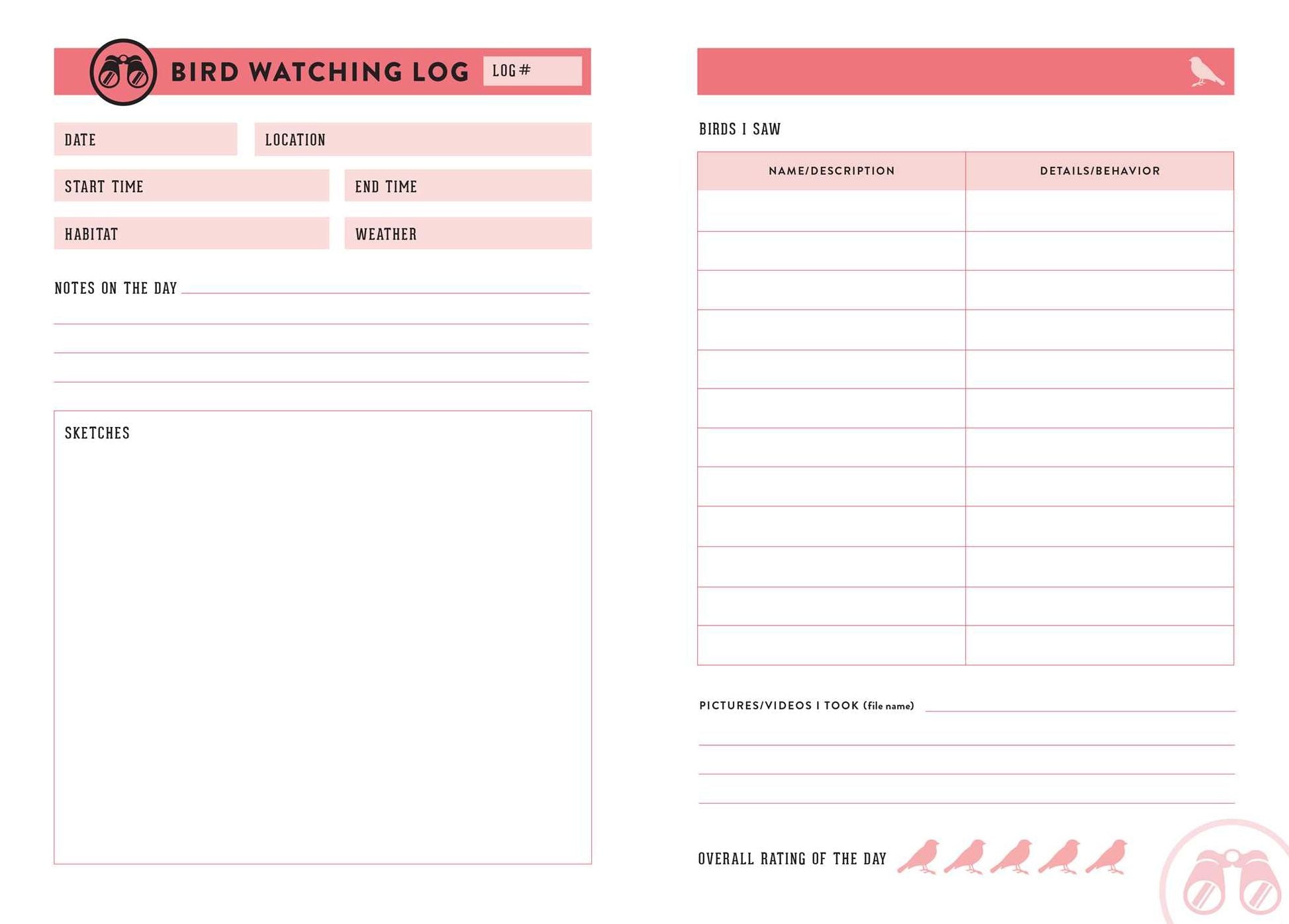 The Bird Watcher's Journal (Birding Log Book; Birding Field Diary; Birder Gifts)