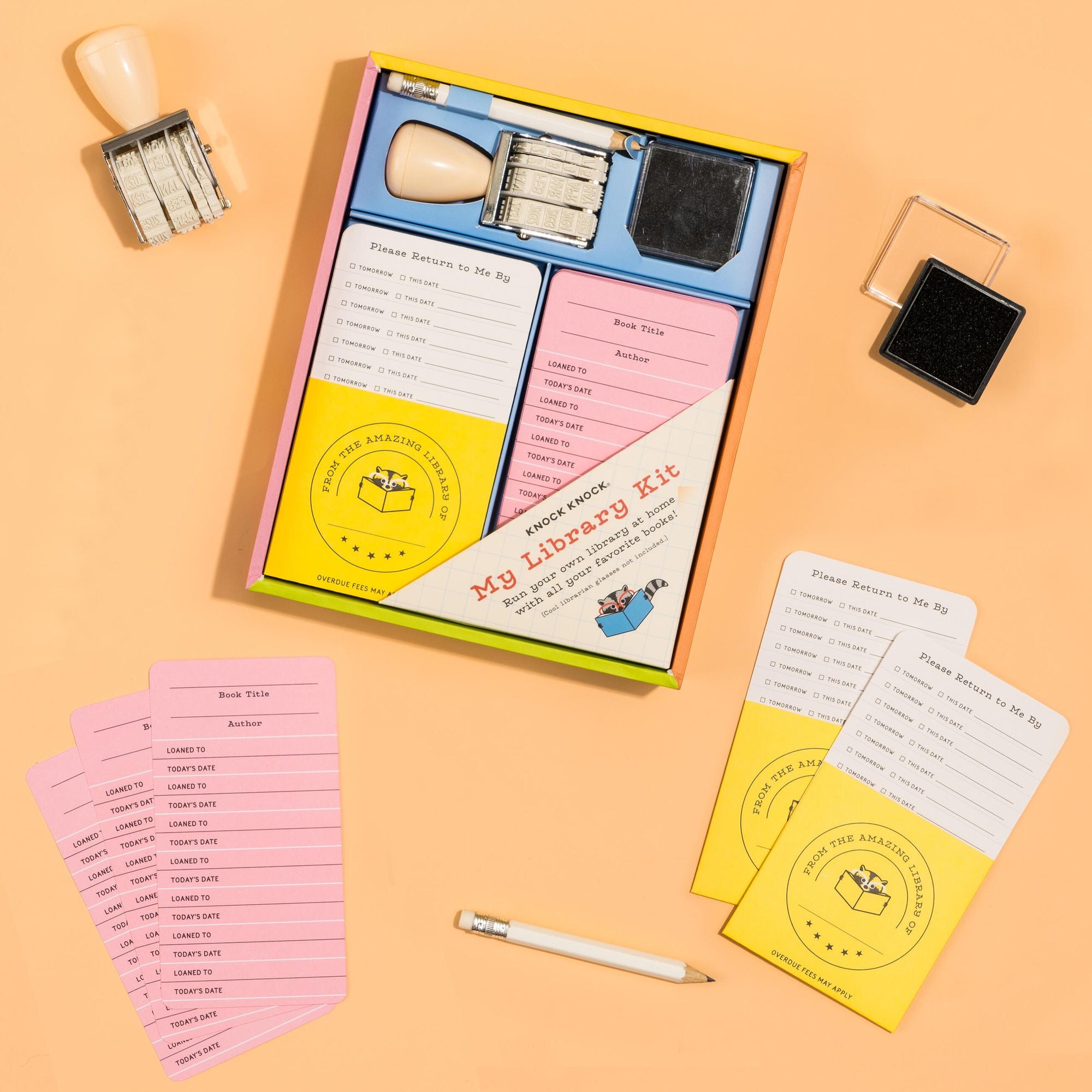 My Library Kit: Run Your Own Library At Home! Incl. Card Catalog Checkout Cards, Bookplates, Date Stamp & Inkpad