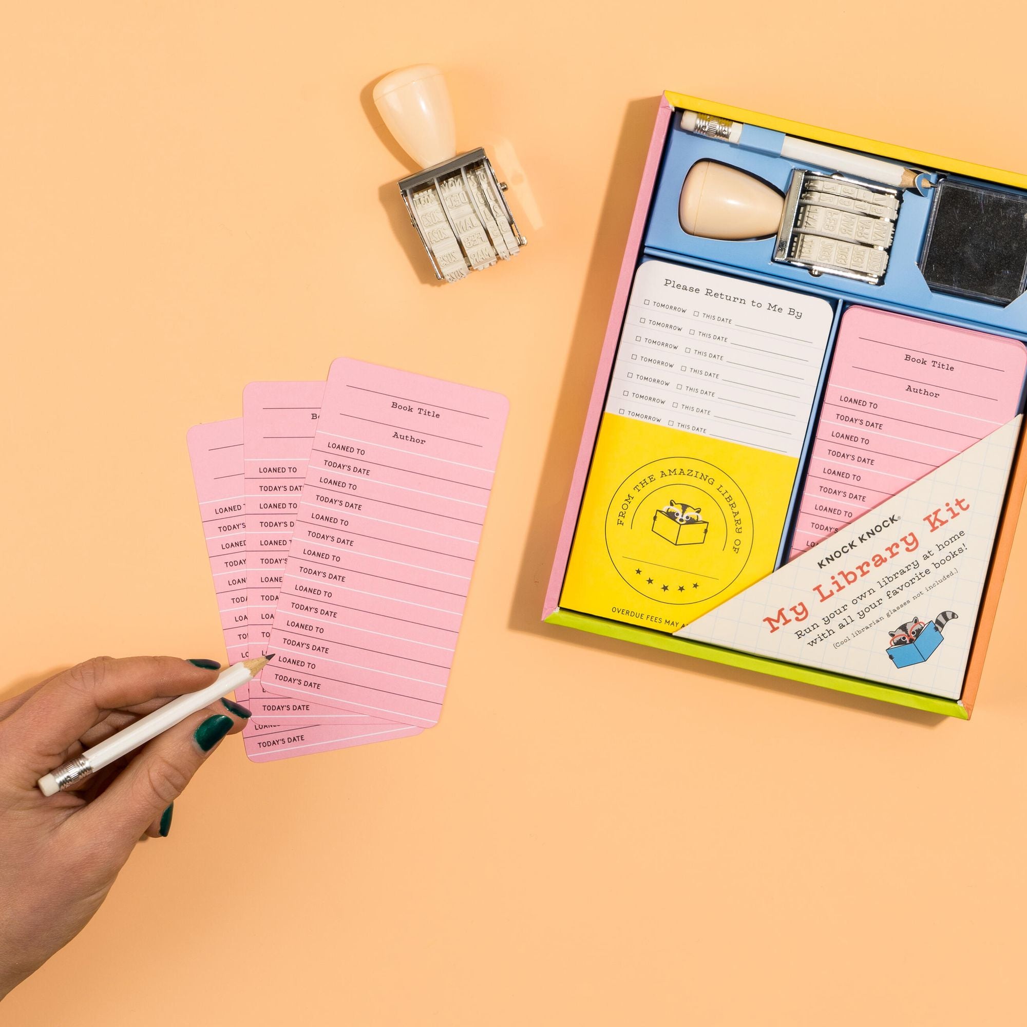My Library Kit: Run Your Own Library At Home! Incl. Card Catalog Checkout Cards, Bookplates, Date Stamp & Inkpad