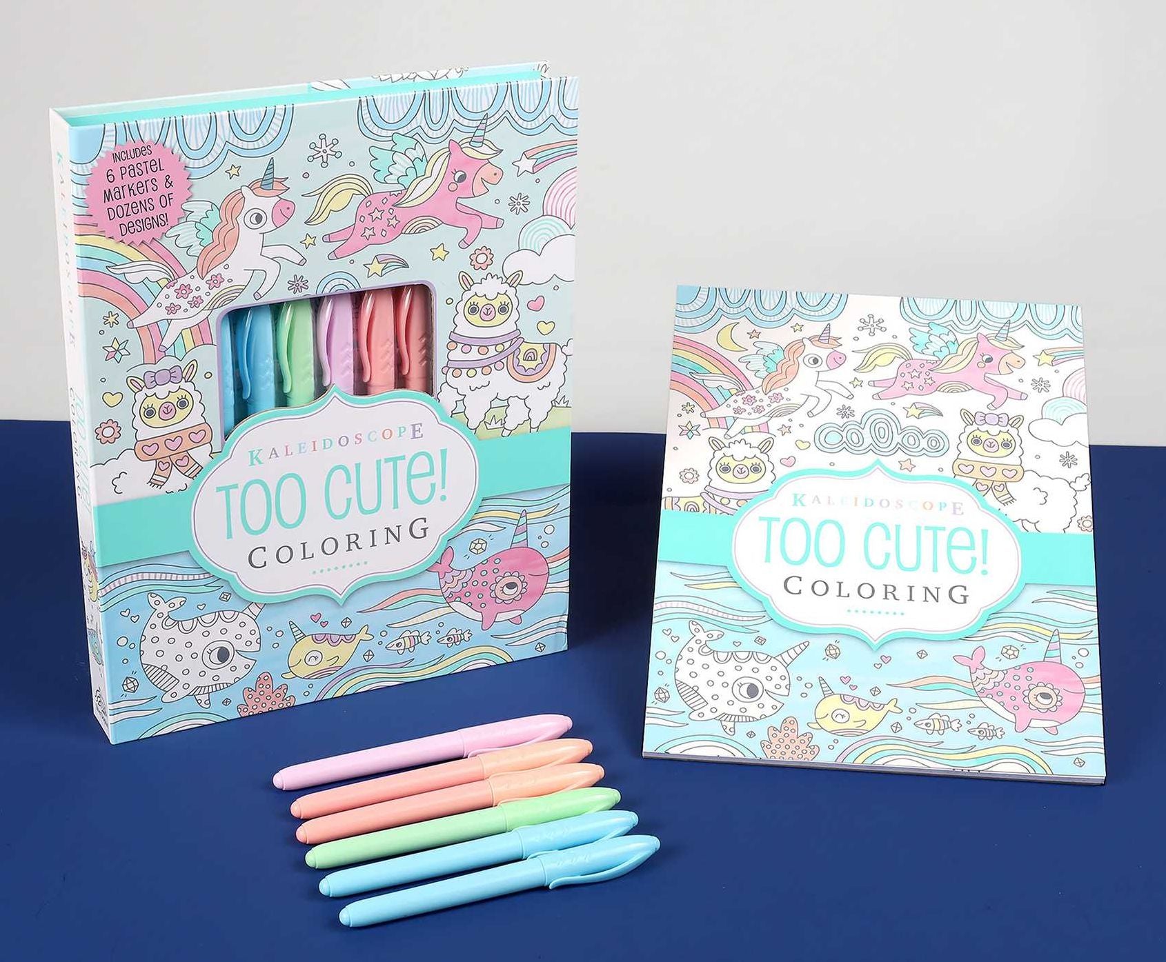 Kaleidoscope: Too Cute! Coloring: Includes 6 Pastel Markers and Dozens of Designs!