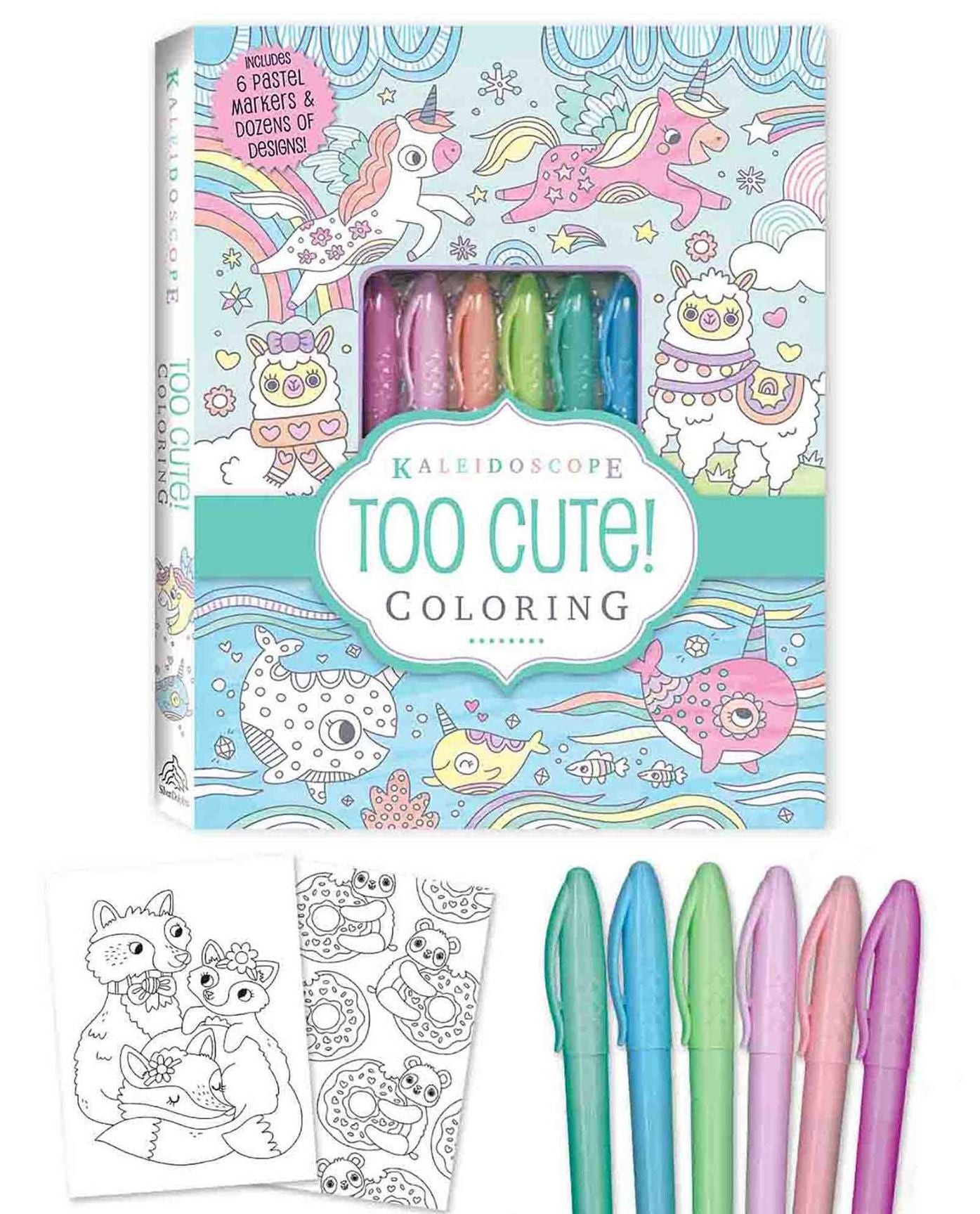 Kaleidoscope: Too Cute! Coloring: Includes 6 Pastel Markers and Dozens of Designs!