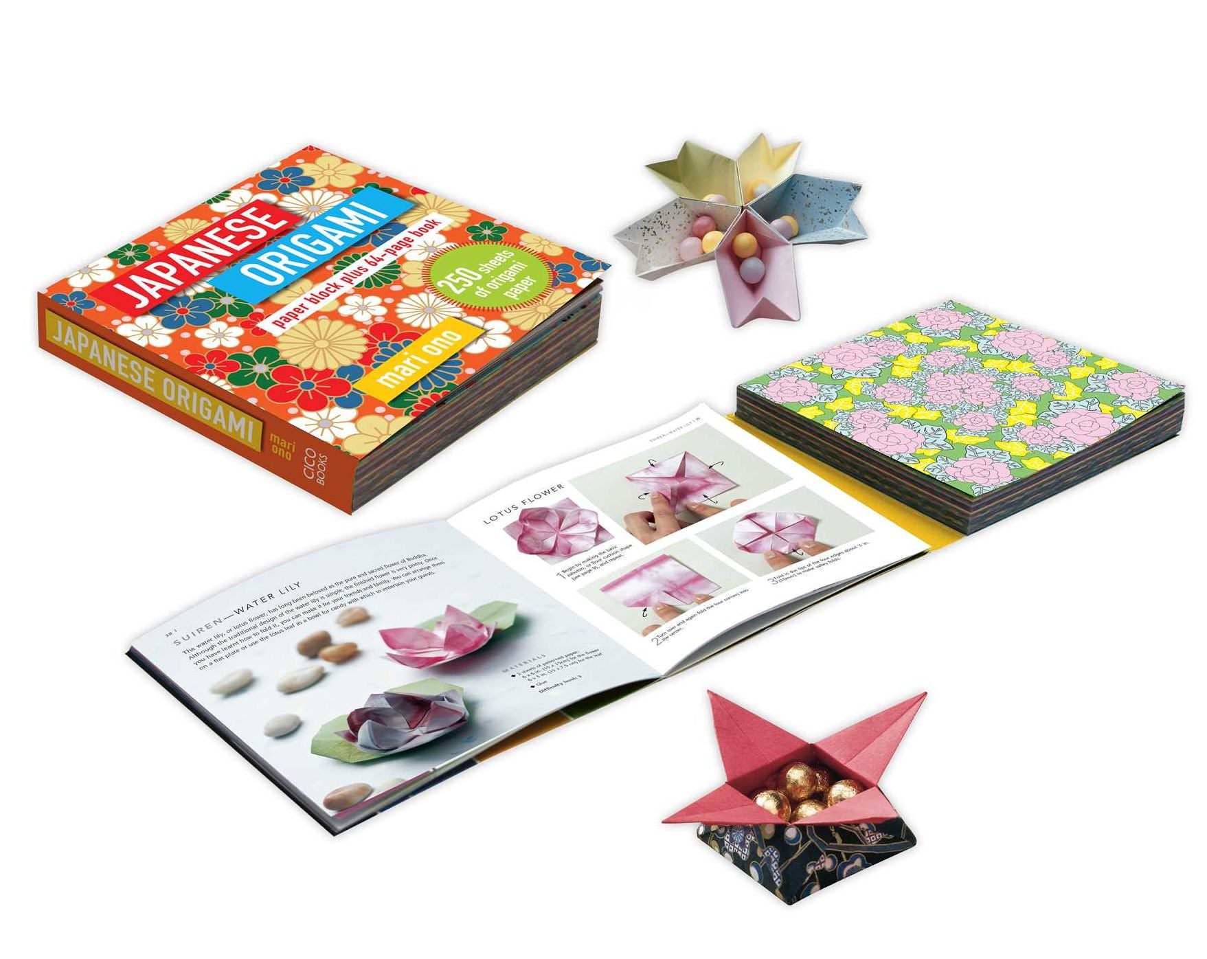 Japanese Origami: Paper block plus 64-page book