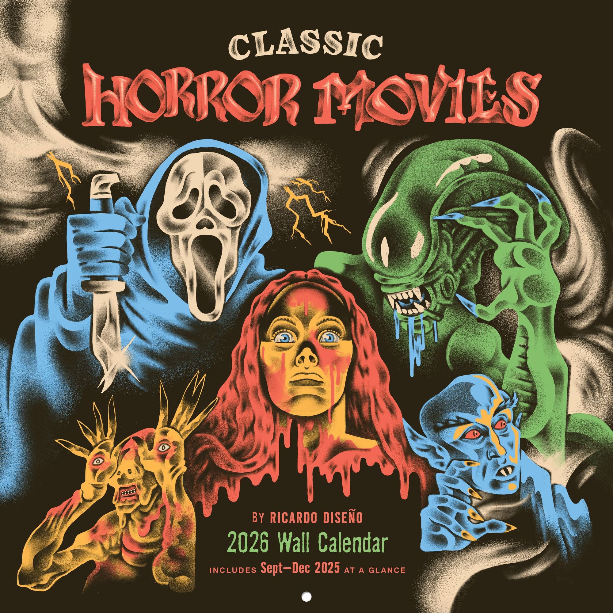 2026 Classic Horror Movies Wall Calendar