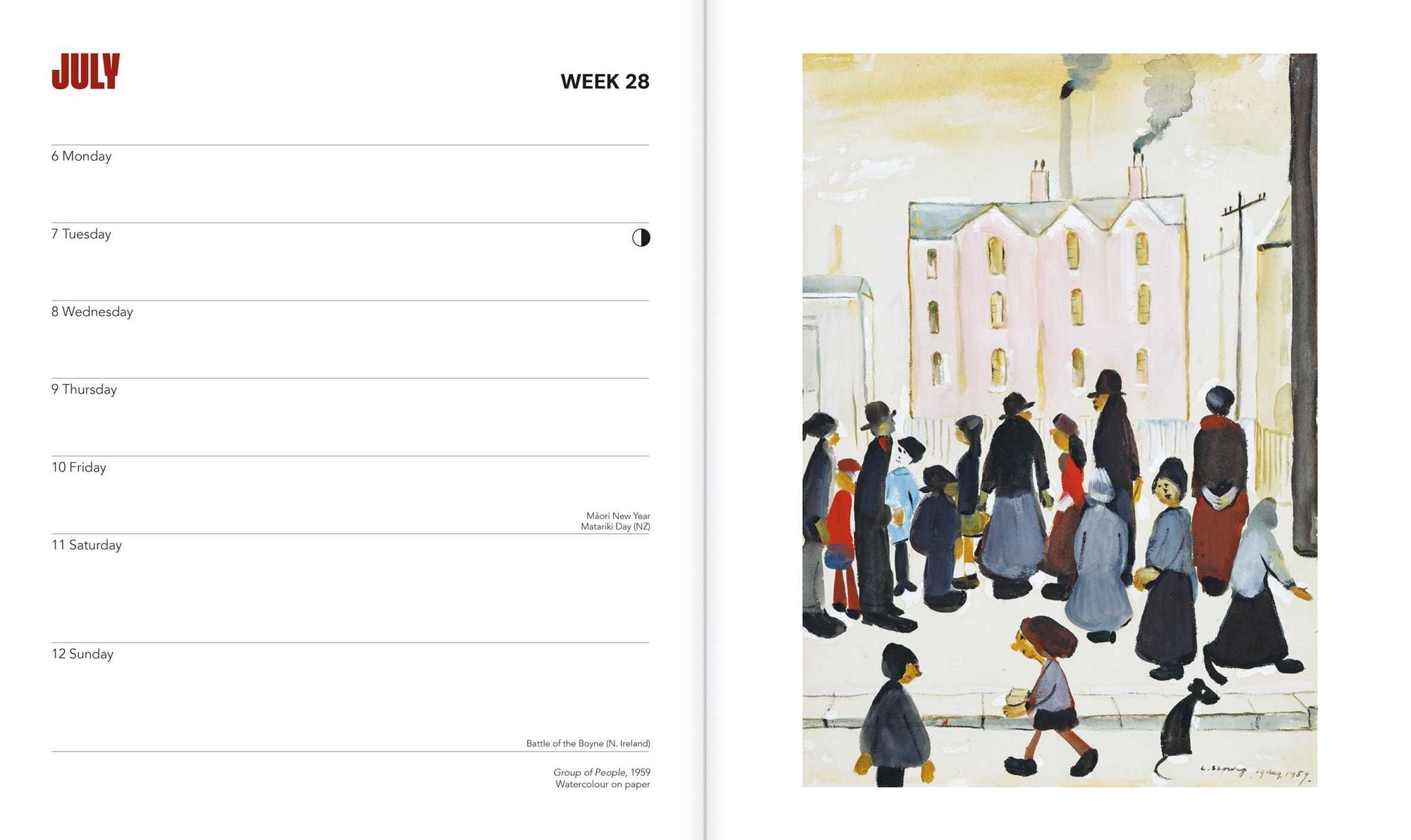 L.S. Lowry 2026 Desk Diary Planner - Week to View, Illustrated throughout
