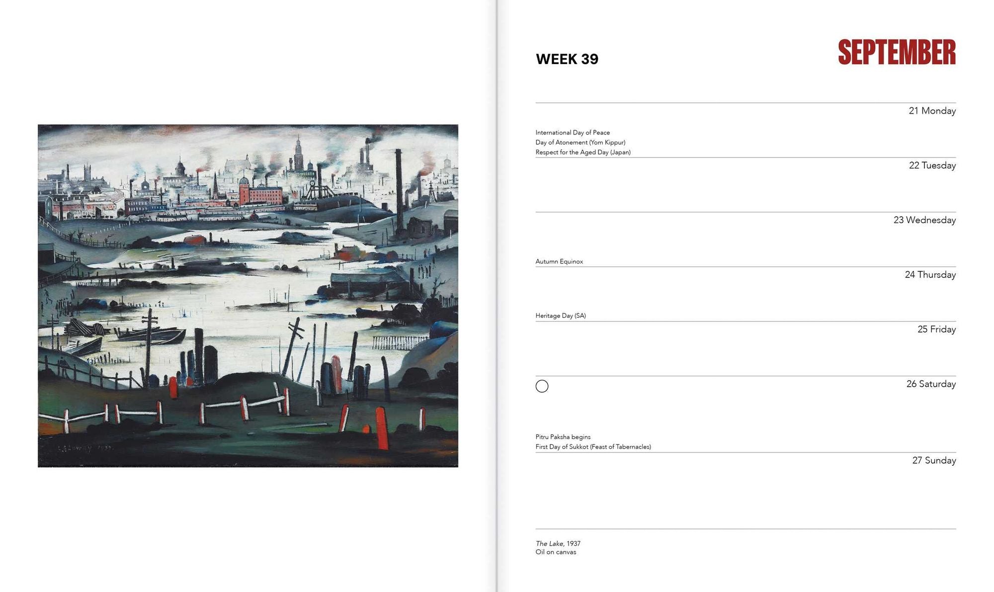 L.S. Lowry 2026 Desk Diary Planner - Week to View, Illustrated throughout
