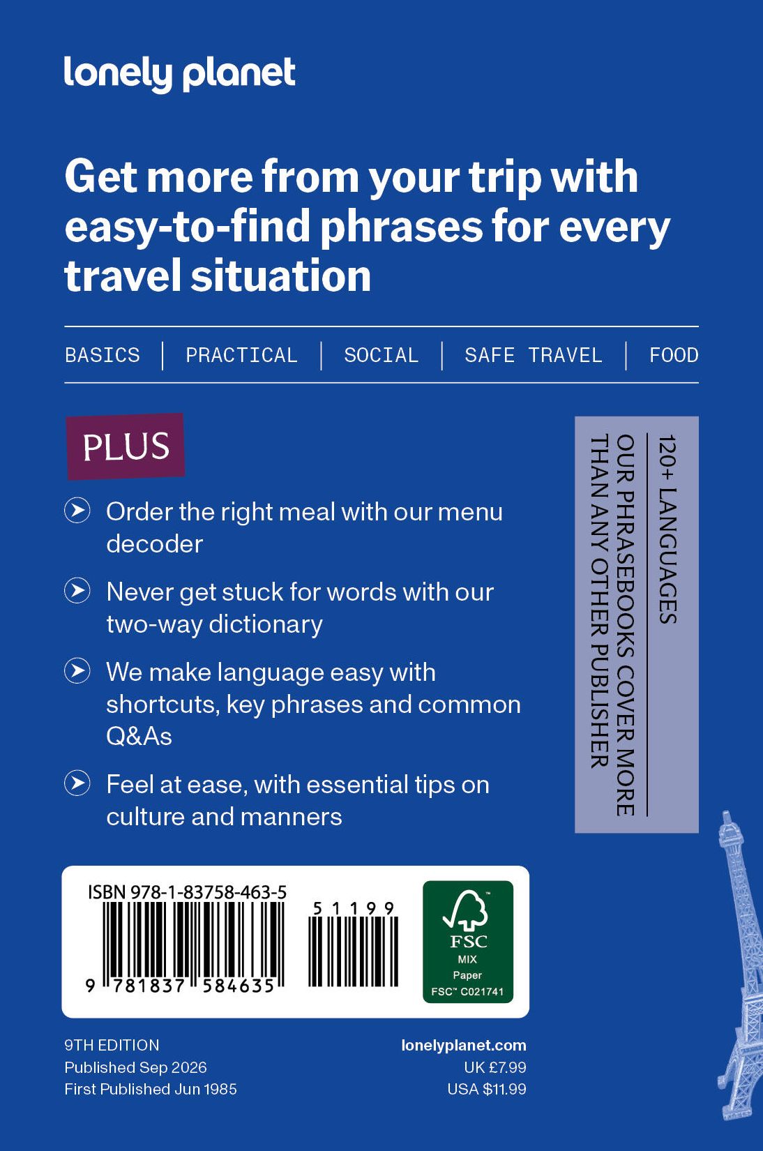 Lonely Planet French Travel Phrasebook & Dictionary: Learn Essential Phrases & Vocabulary 3,500 Word Two-Way Dictionary Pull-Out Fast Phrases Card Travel with Confidence