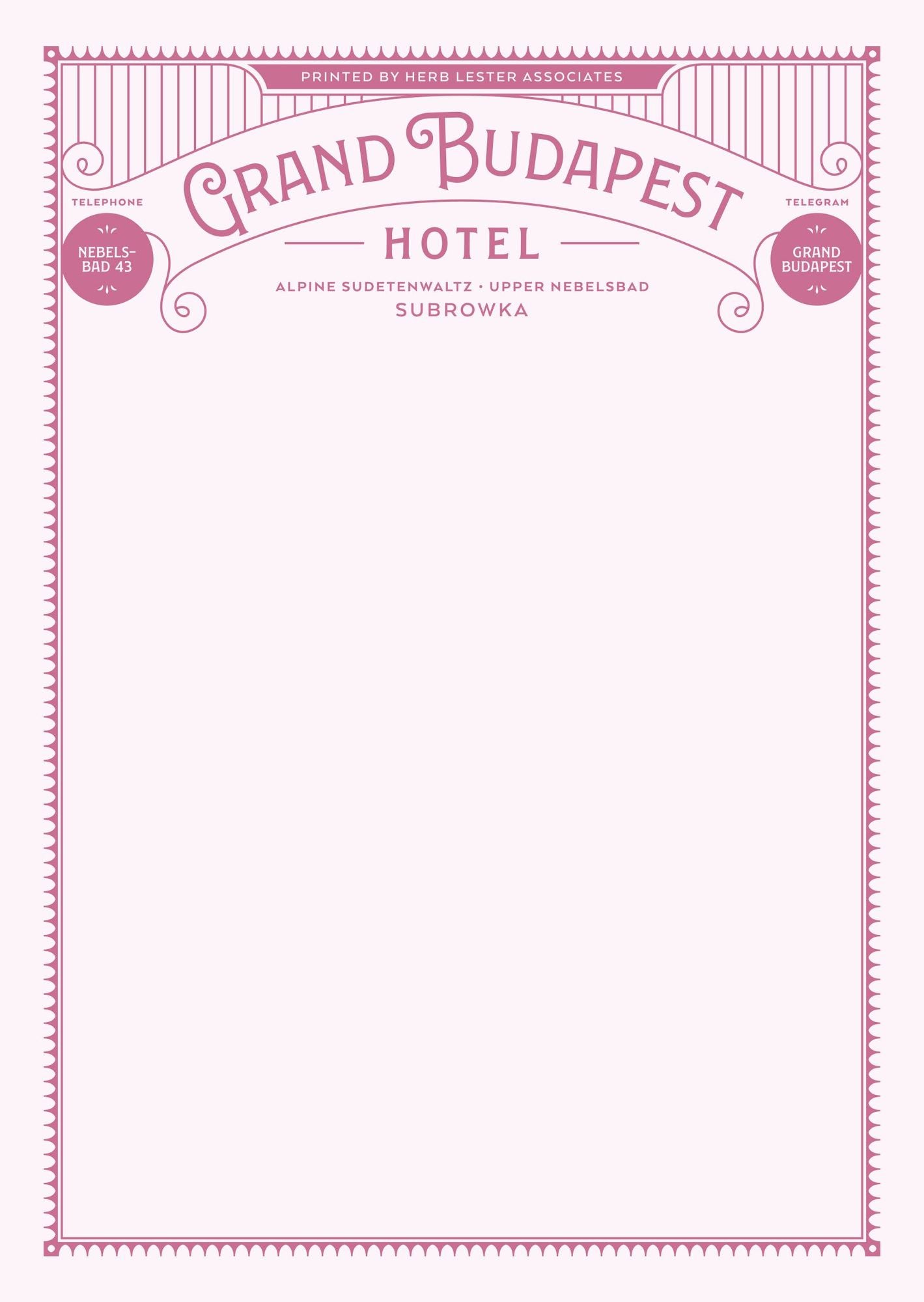Grand Budapest Hotel: Fictional Hotel Notepad Set