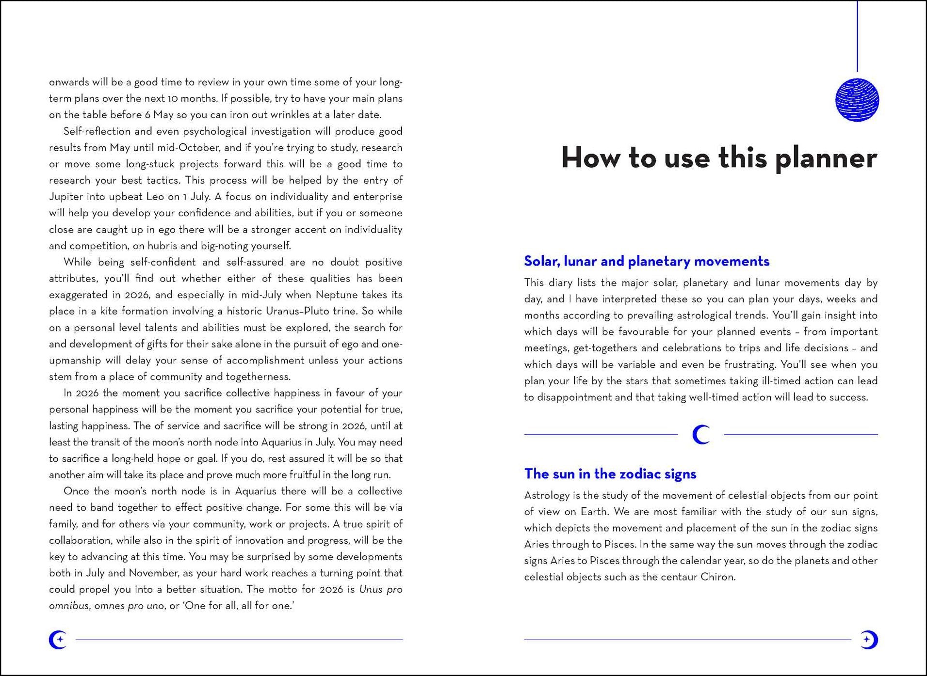 2026 Astrology Planner Calendar Northern Hemisphere