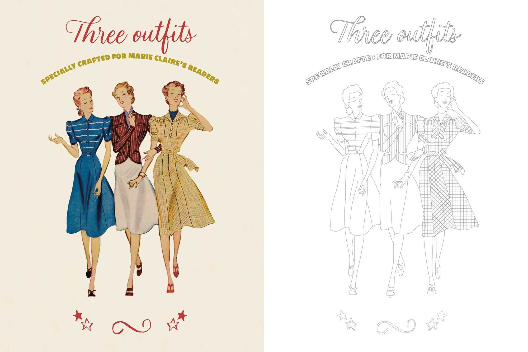 Marie Claire 1930s Fashion Styles Coloring Book