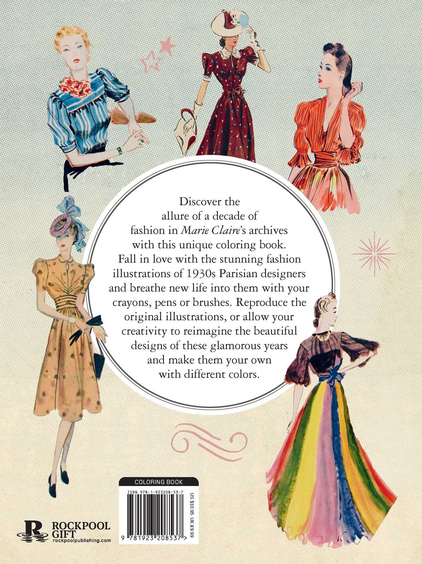 Marie Claire 1930s Fashion Styles Coloring Book