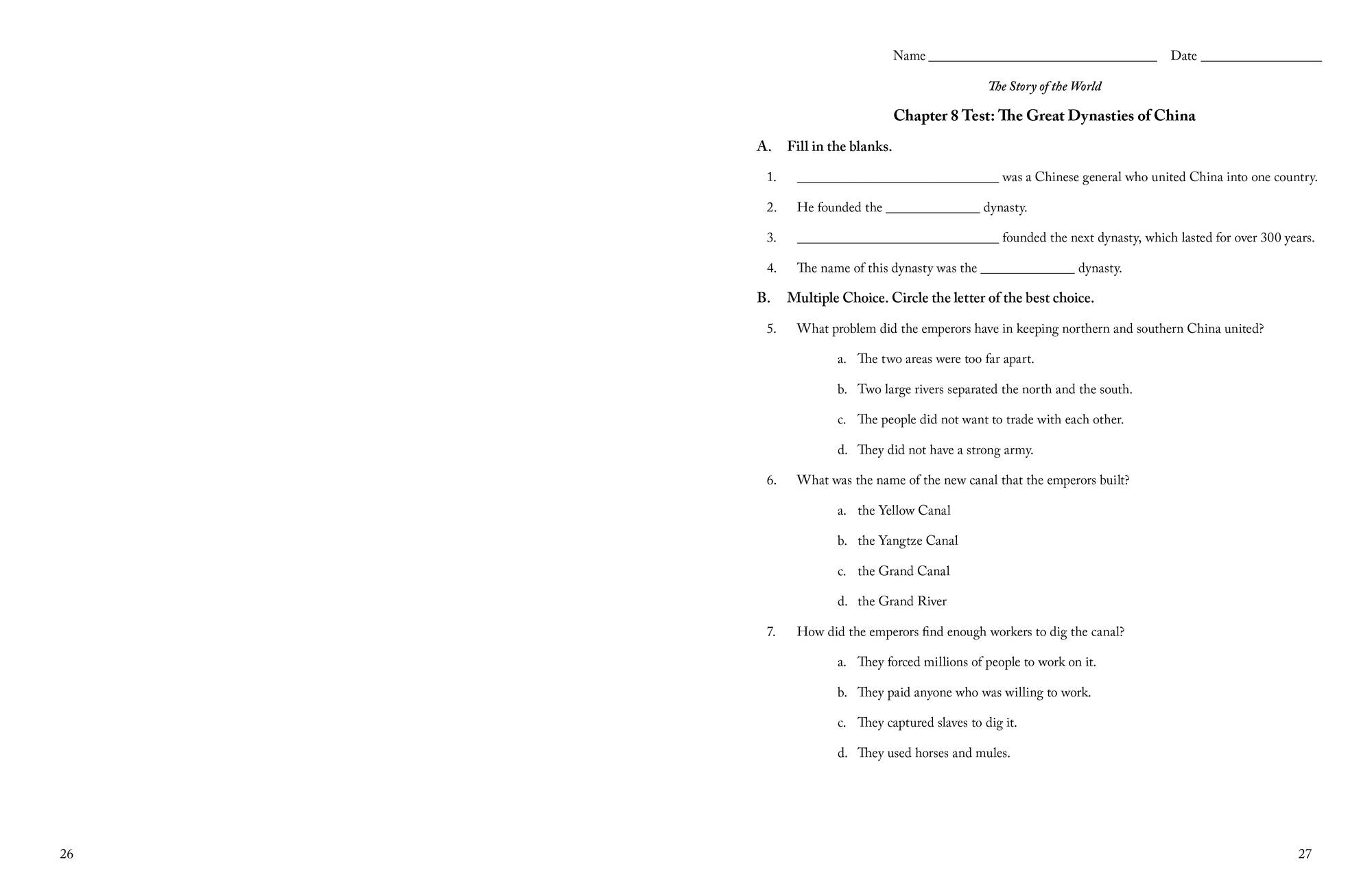 Story of the World, Vol. 2 Test and Answer Key: History for the Classical Child: The Middle Ages