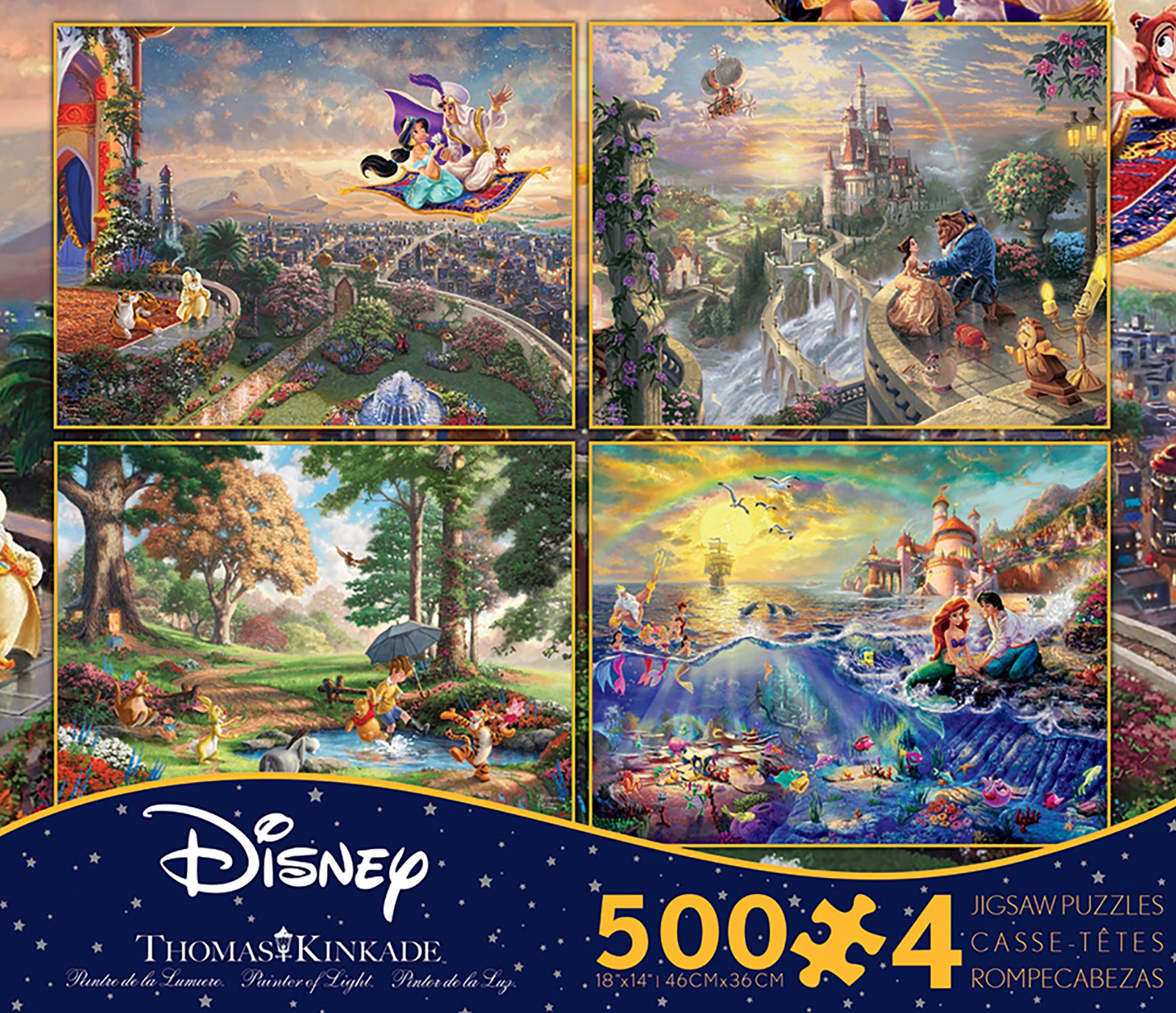 4 in 1 Thomas Kinkade Disney Dreams 500 Piece Jigsaw Puzzle Multi-Pack (Assorted; Styles Vary)