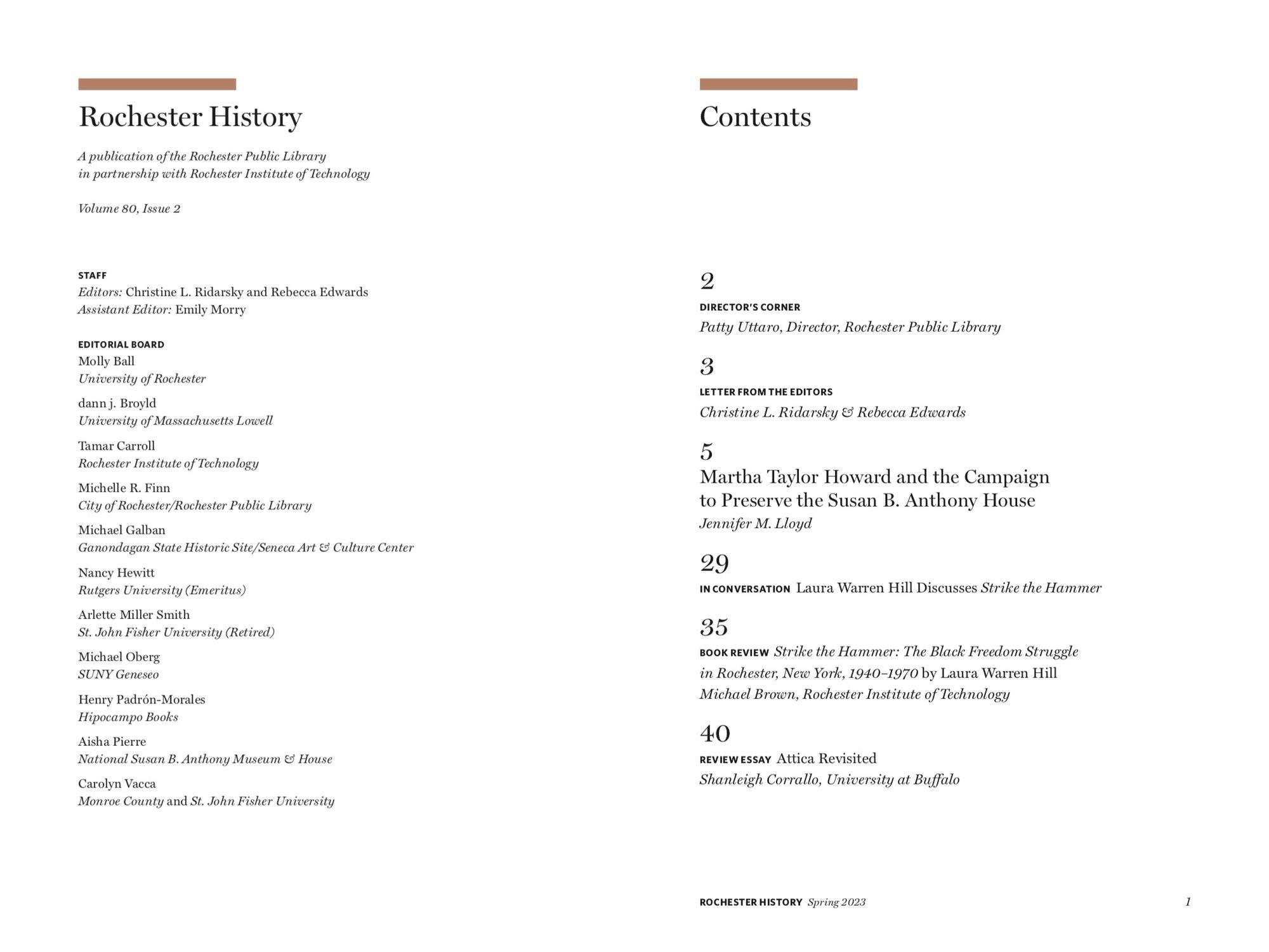 Rochester History Vol. 80, No. 2 (Spring 2023)