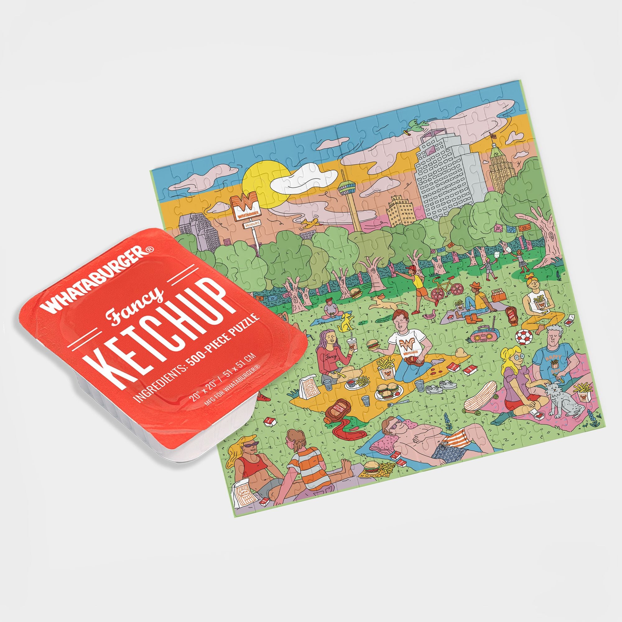 Whataburger Fancy Ketchup Puzzle: 500-Piece Puzzle in a Large Collectible Whataburger Dipping Sauce Container