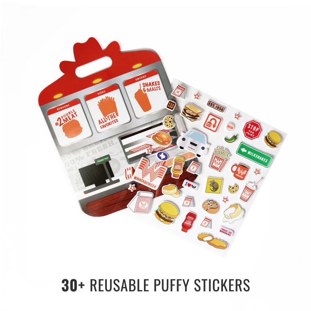 Little Foodies Reusable Sticker Play Set: 30+ Reusable Whataburger Food Stickers and 2 Fold-Out Play & Go Scenes