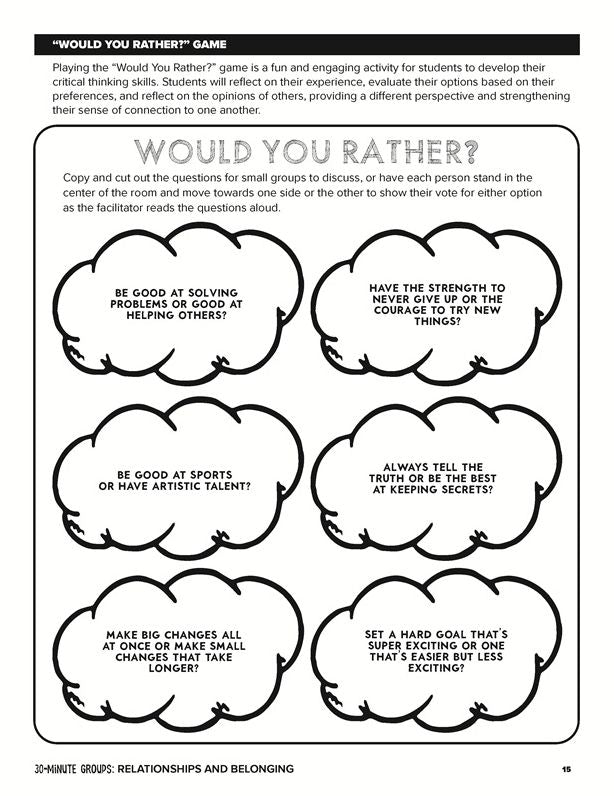30-Minute Groups: Relationships and Belonging: Valuing Self and Others, Creating Meaningful Connections, and Setting Healthy Boundaries