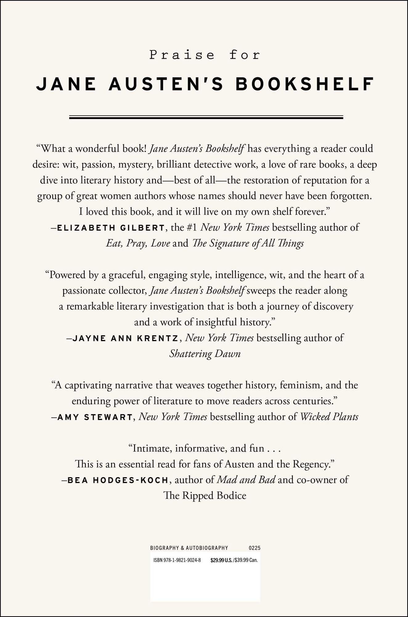 Jane Austen's Bookshelf: A Rare Book Collector's Quest to Find the Women Writers Who Shaped a Legend