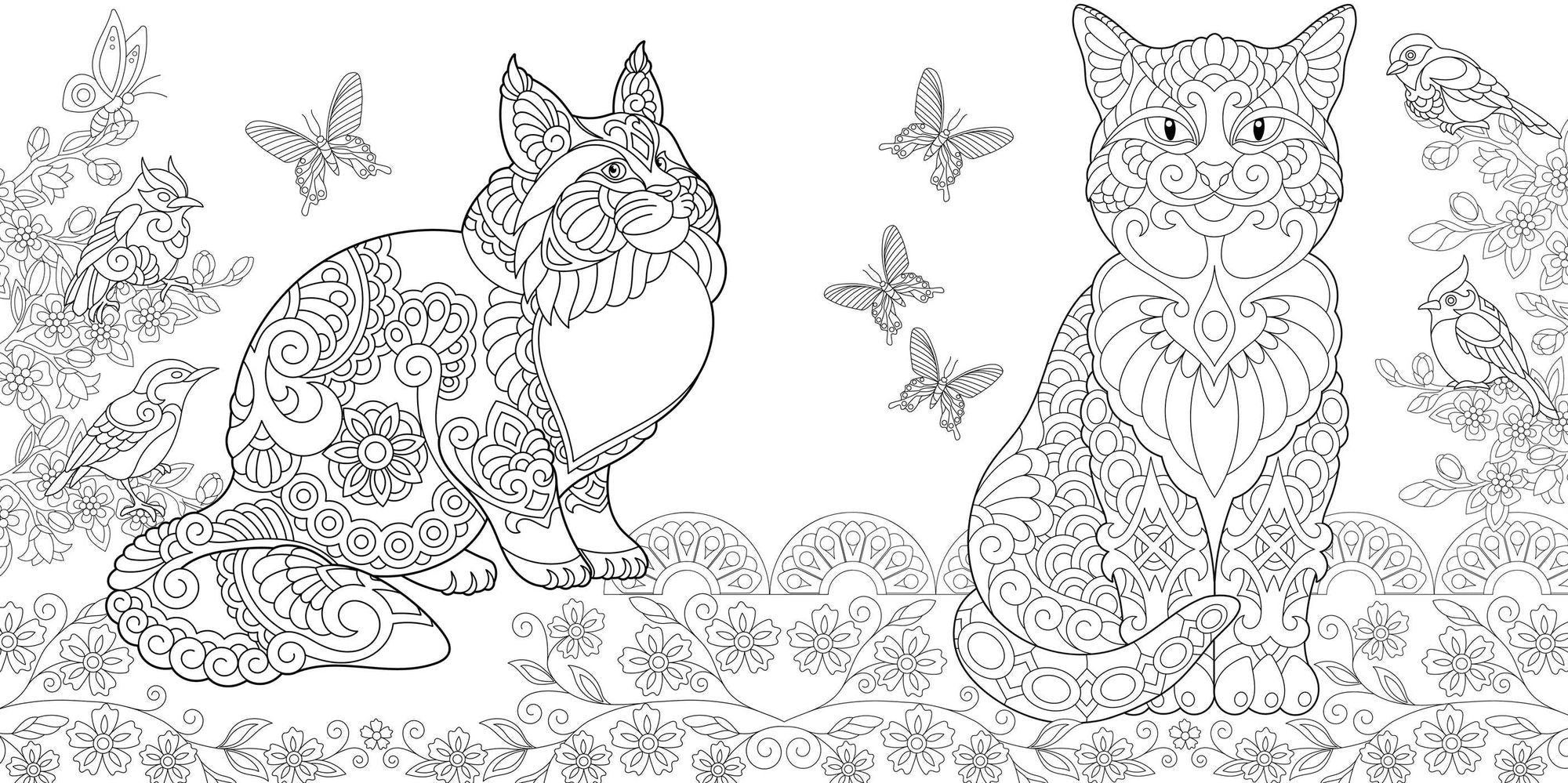 Relaxing Cats Coloring Book