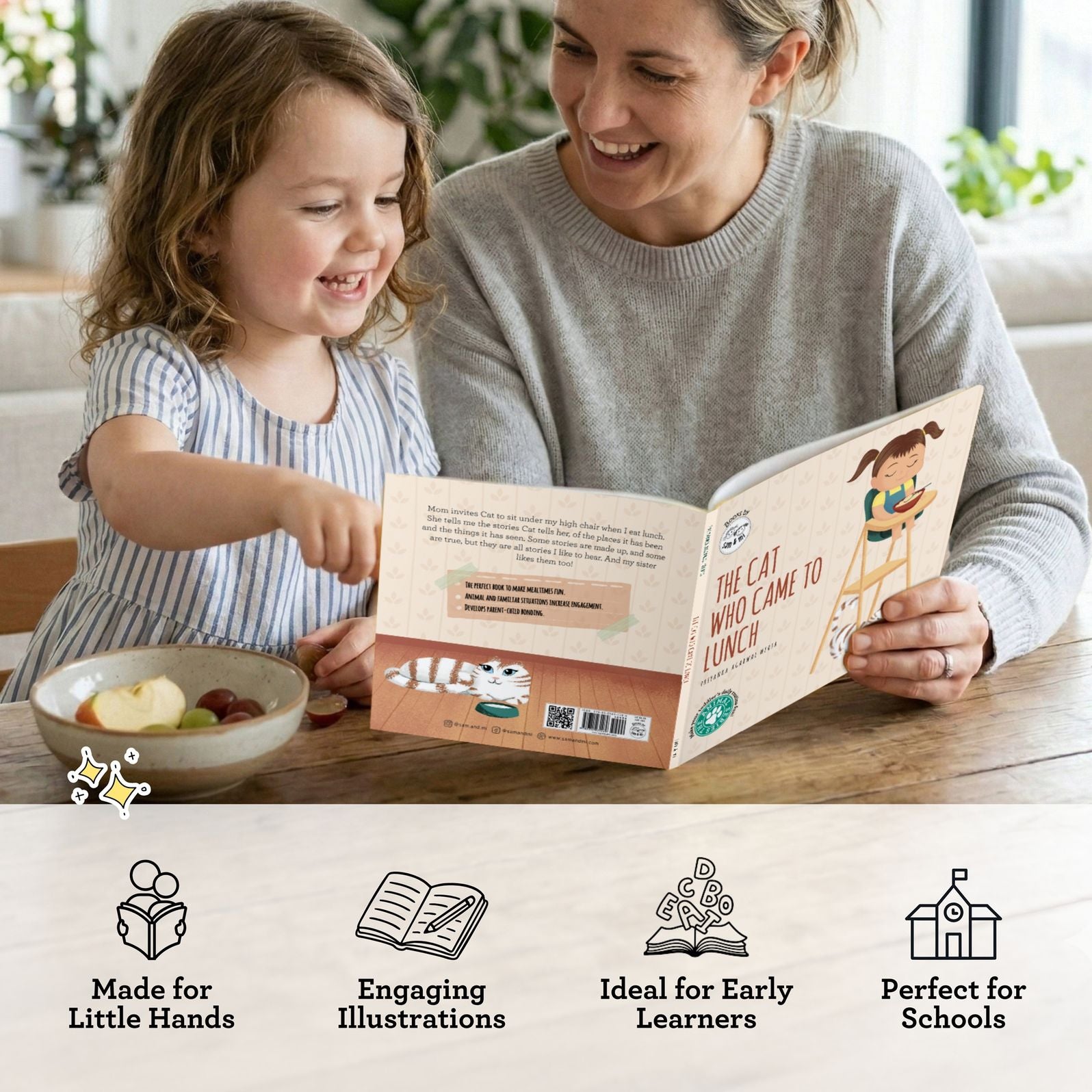 The Cat Who Came to Lunch: Short Story Toddler Book for Daily Routine Mealtime Baby Board Book Birthday Gift for Kids, Infants, and Newborns (Ages 0-4)