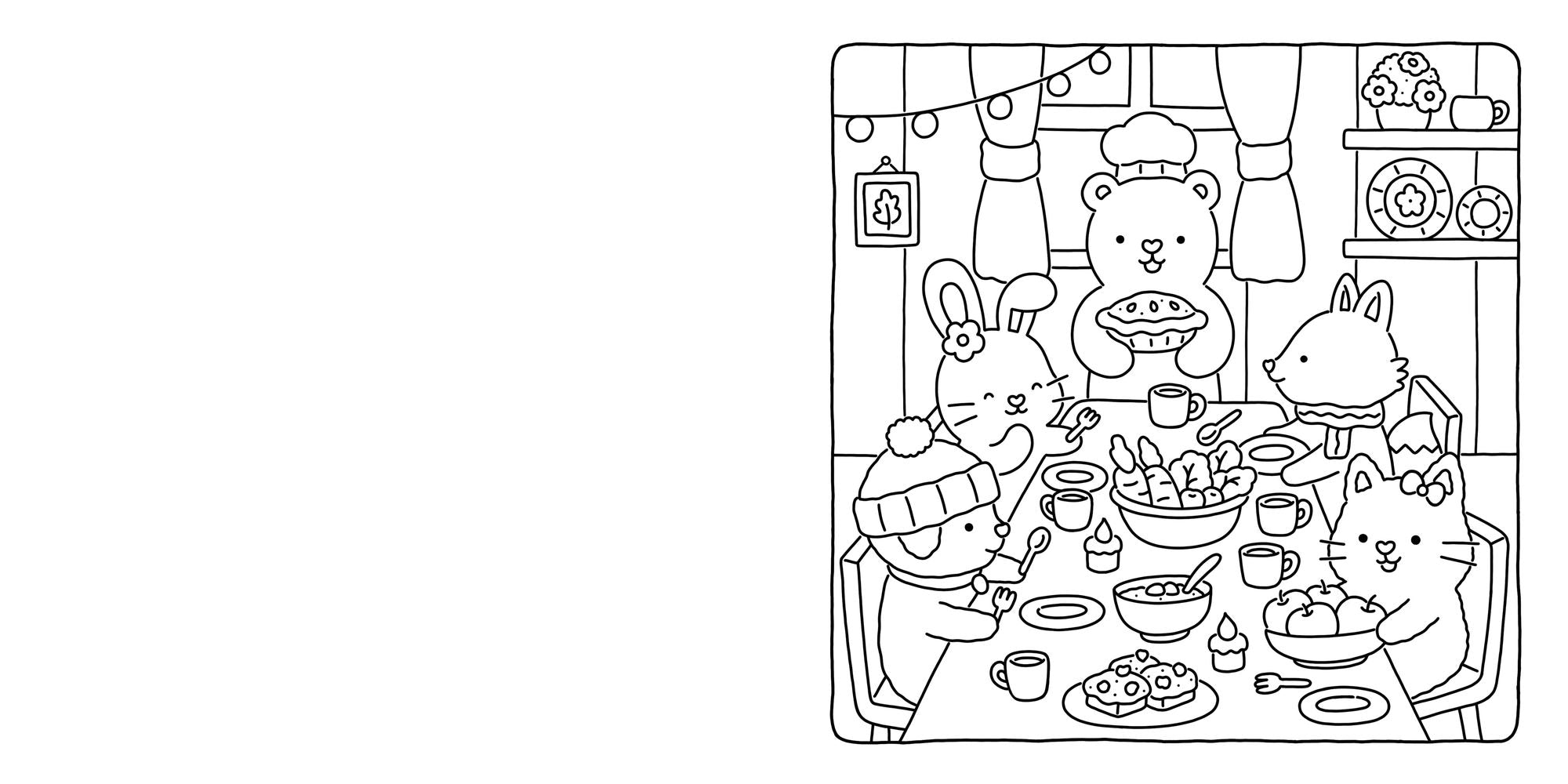 Fuzzy Hygge: Cute and Cozy Coloring Book for Adults & Teens Featuring Adorable Animals Characters for Stress Relief