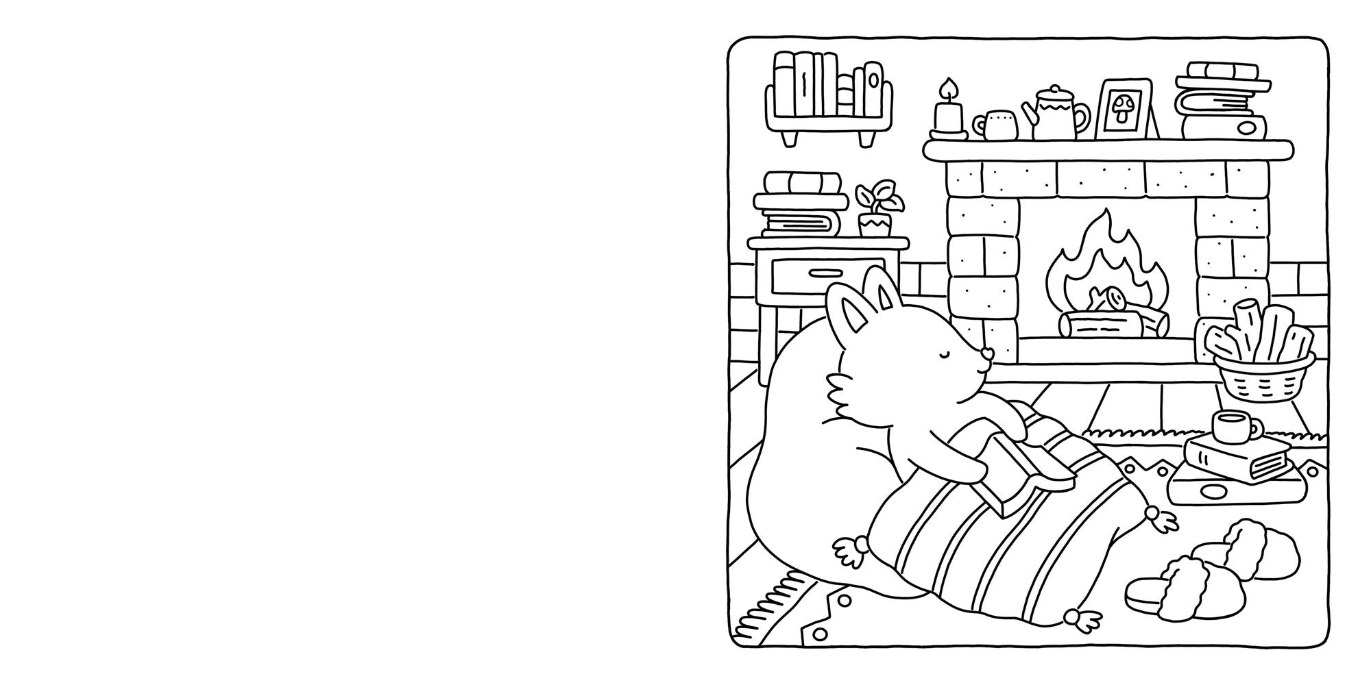 Fuzzy Hygge: Cute and Cozy Coloring Book for Adults & Teens Featuring Adorable Animals Characters for Stress Relief