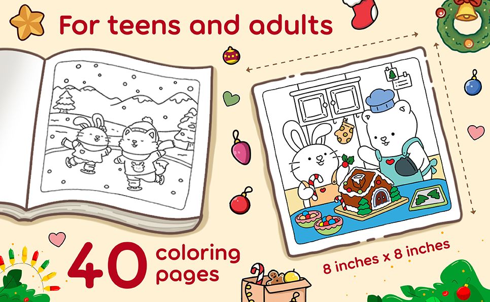 Fuzzy Hygge: Christmas Vibes Coloring Book: Christmas Vibes Coloring Book for Adults & Teens Featuring Cozy Festive Holiday